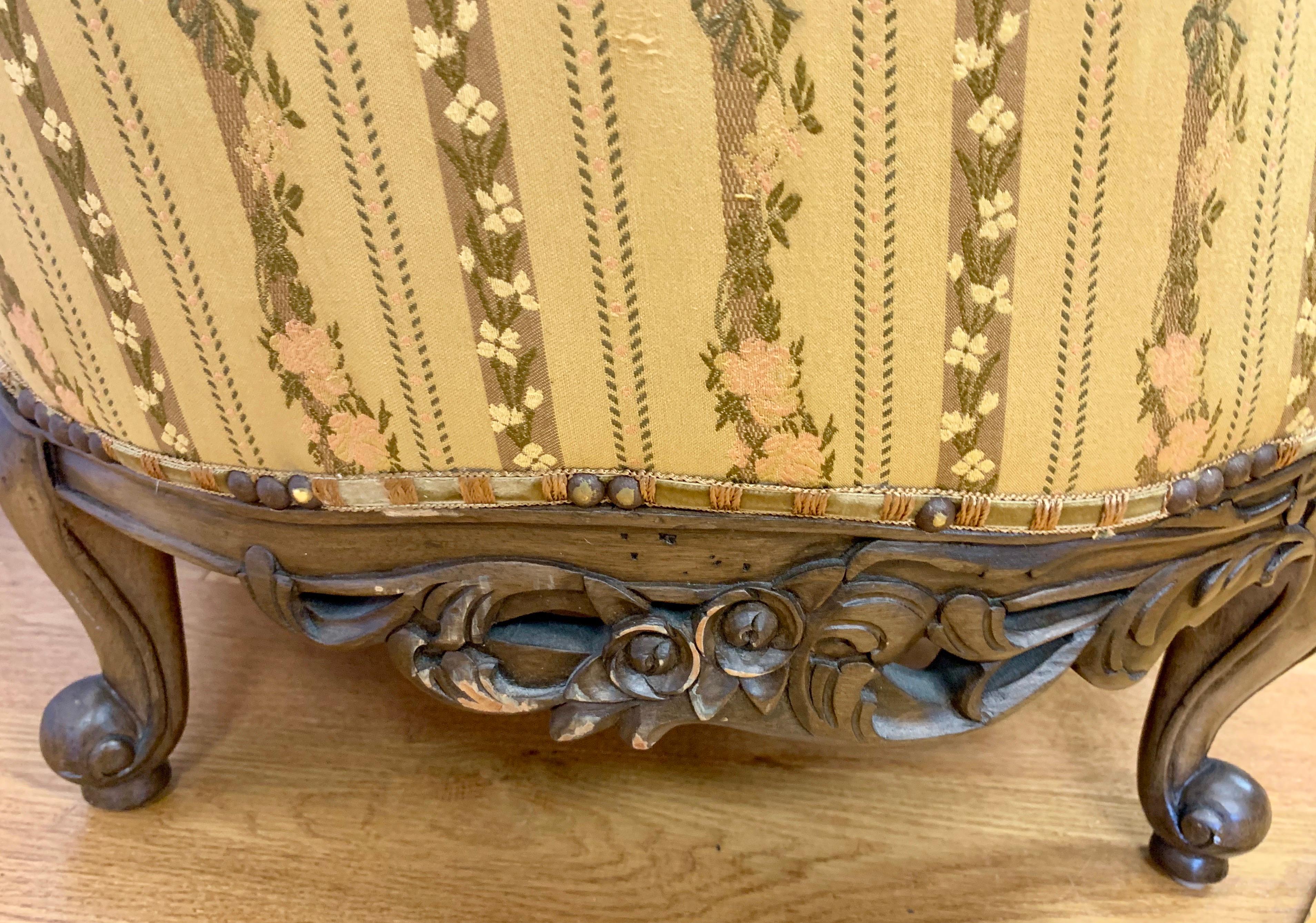 Early 20th Century Antique Carved Wood Reading Chair Armchair