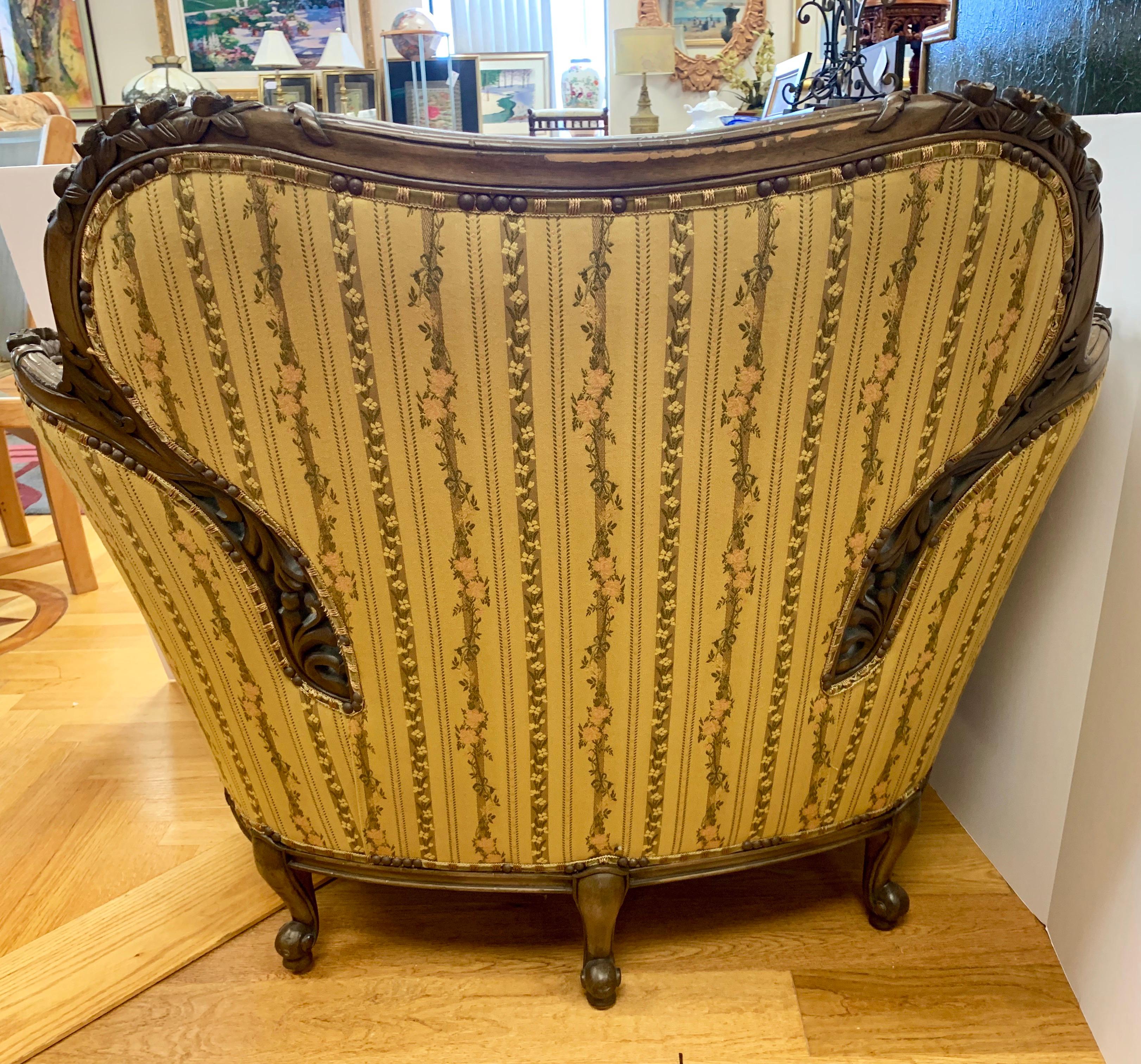 Fruitwood Antique Carved Wood Reading Chair Armchair