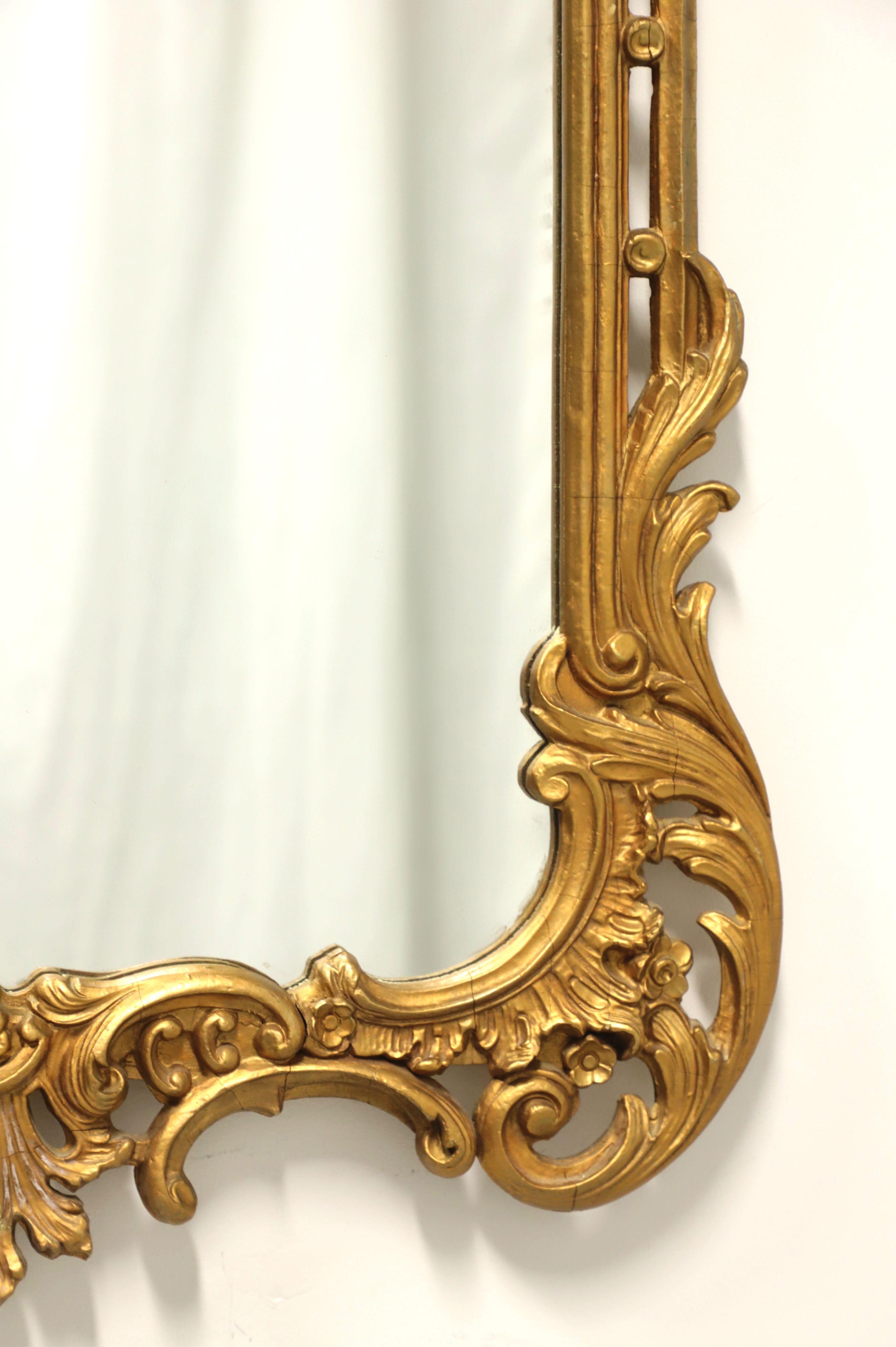 Antique Carved Wood Regency Style Gold Wall Mirror In Good Condition For Sale In Charlotte, NC