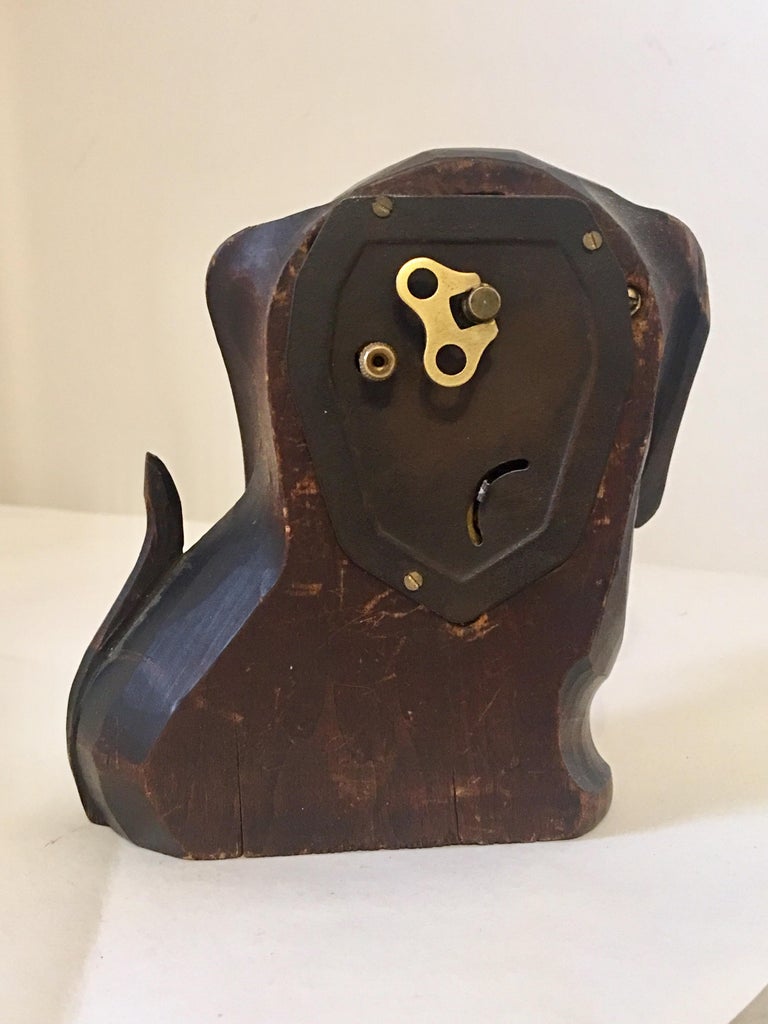 Antique Carved Wood Rolling Eye Dog Clock at 1stDibs vintage dog