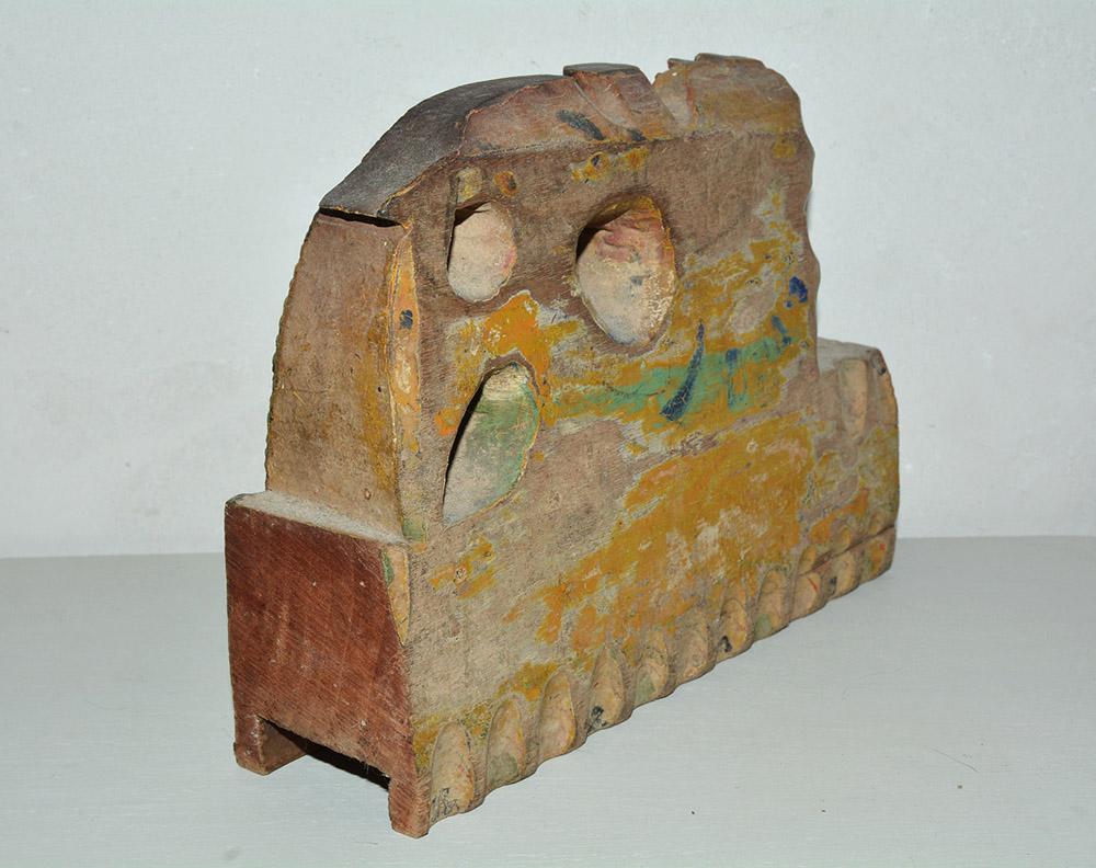Primitive Antique Carved Wood Sculpture Decorative Piece from Sicilian Donkey Cart
