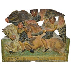 Antike geschnitzte Holzskulptur Dekoratives Stück aus sizilianischen Eselwagen