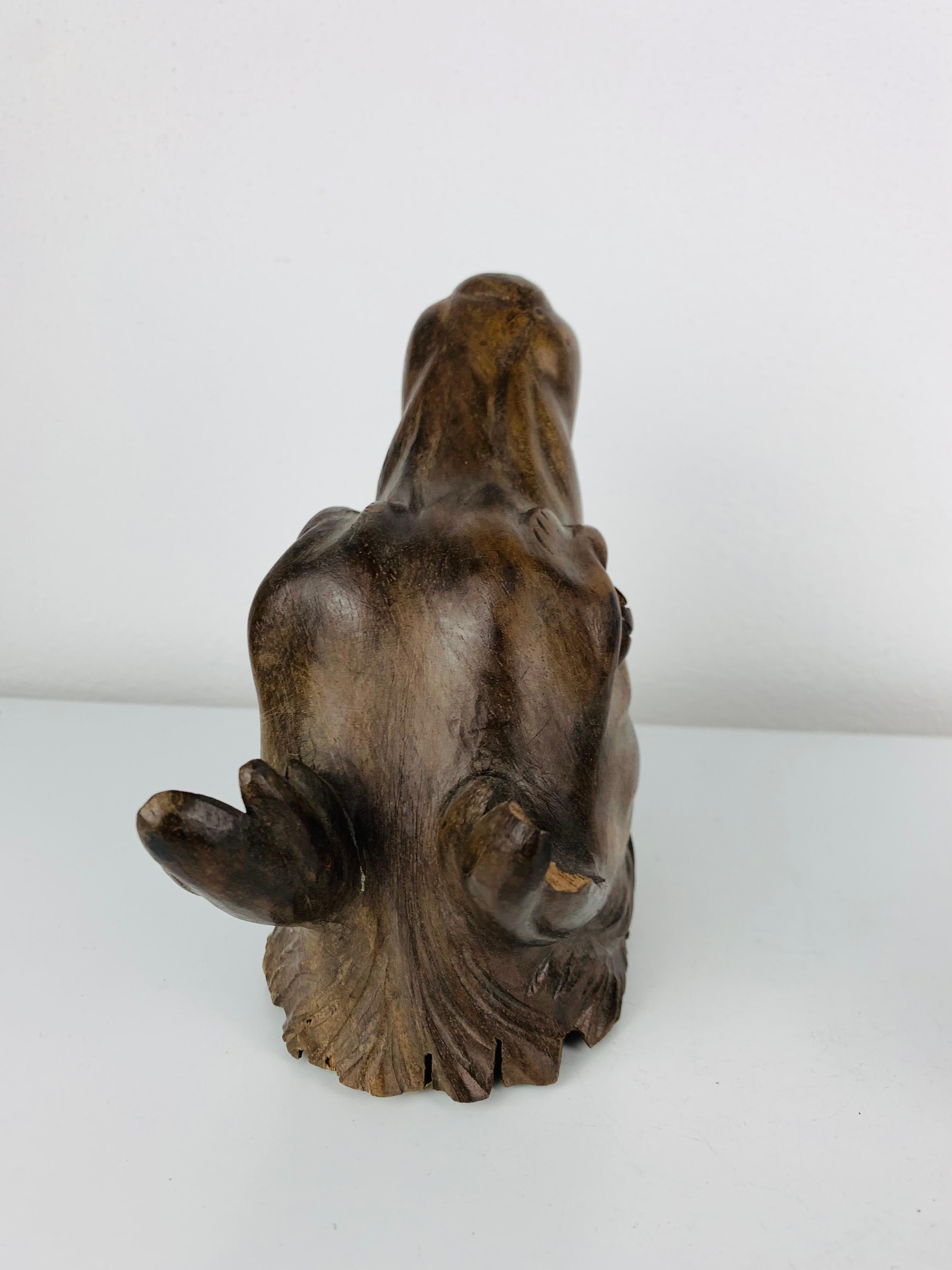 Antica testa di lupo e di cinghiale in legno intagliato, sculture in legno, arte popolare in vendita 4