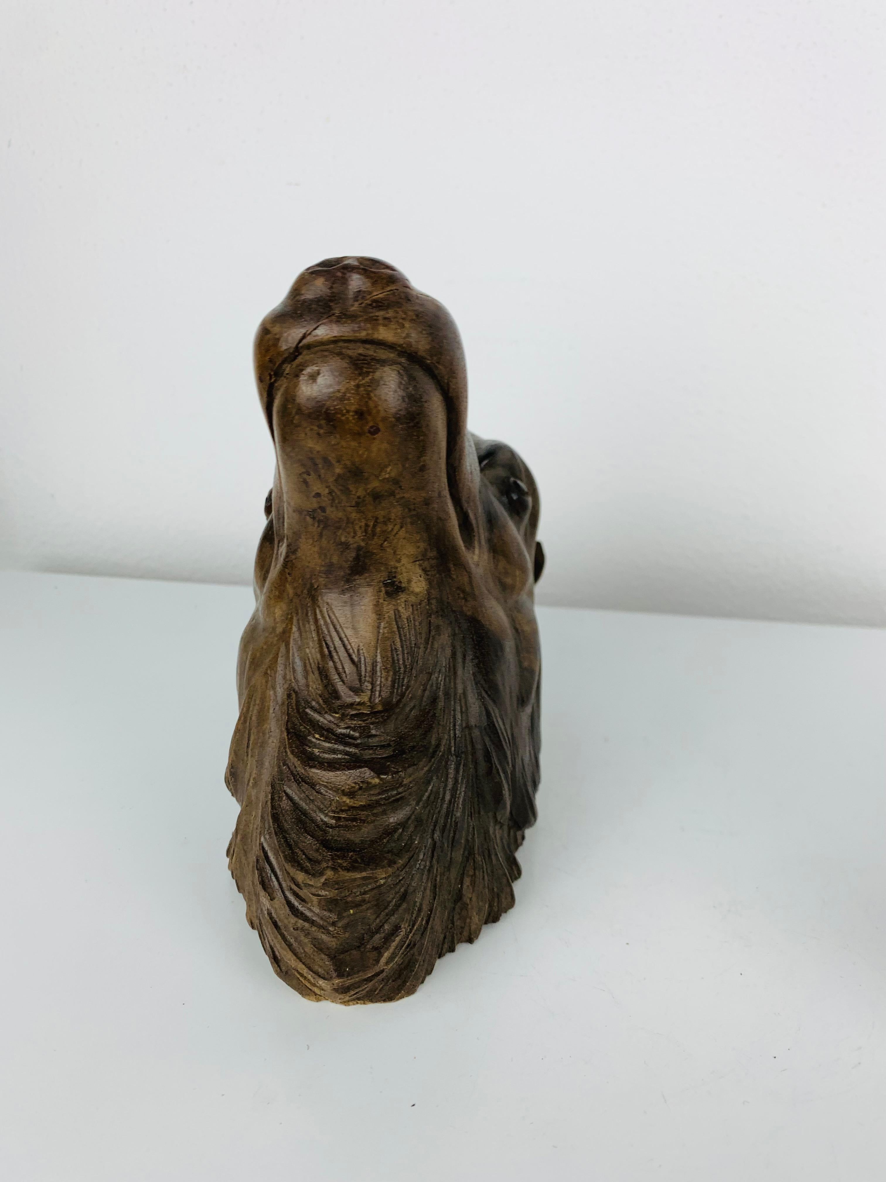 Antica testa di lupo e di cinghiale in legno intagliato, sculture in legno, arte popolare in vendita 8