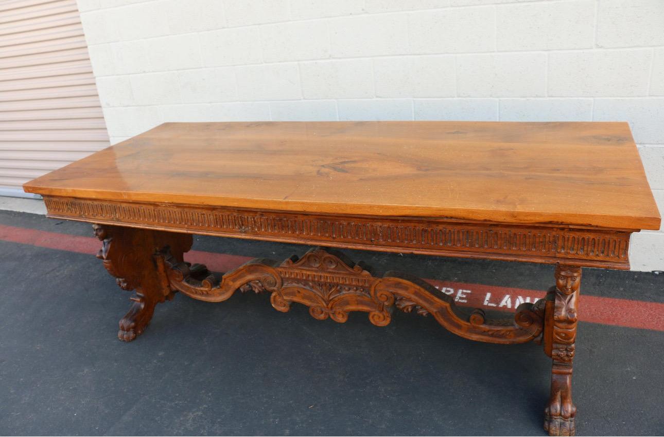 Unknown Antique Carved Wood Writing Desk For Sale