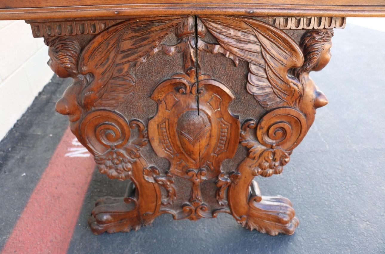 Antique Carved Wood Writing Desk For Sale 1