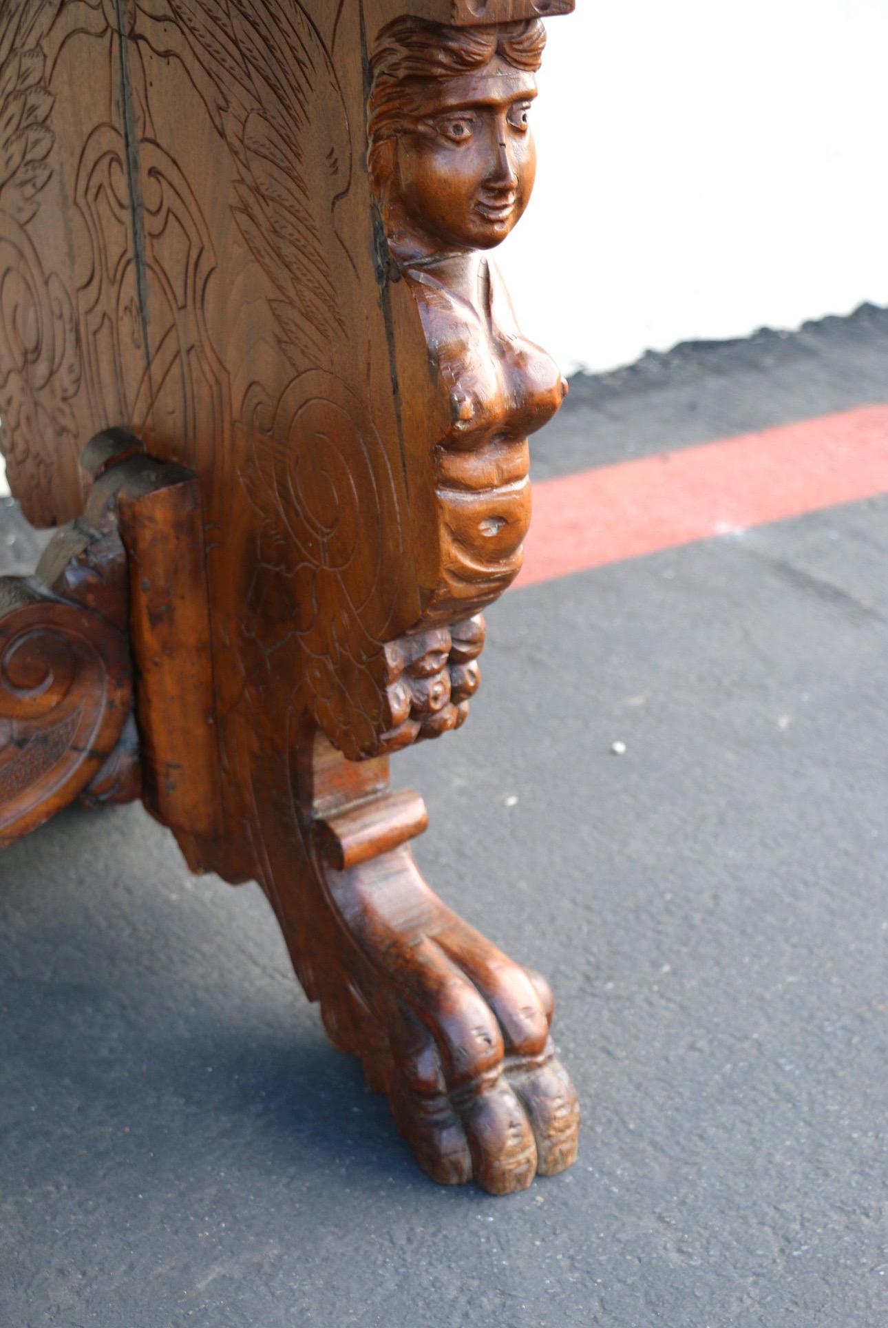 Antique Carved Wood Writing Desk For Sale 2