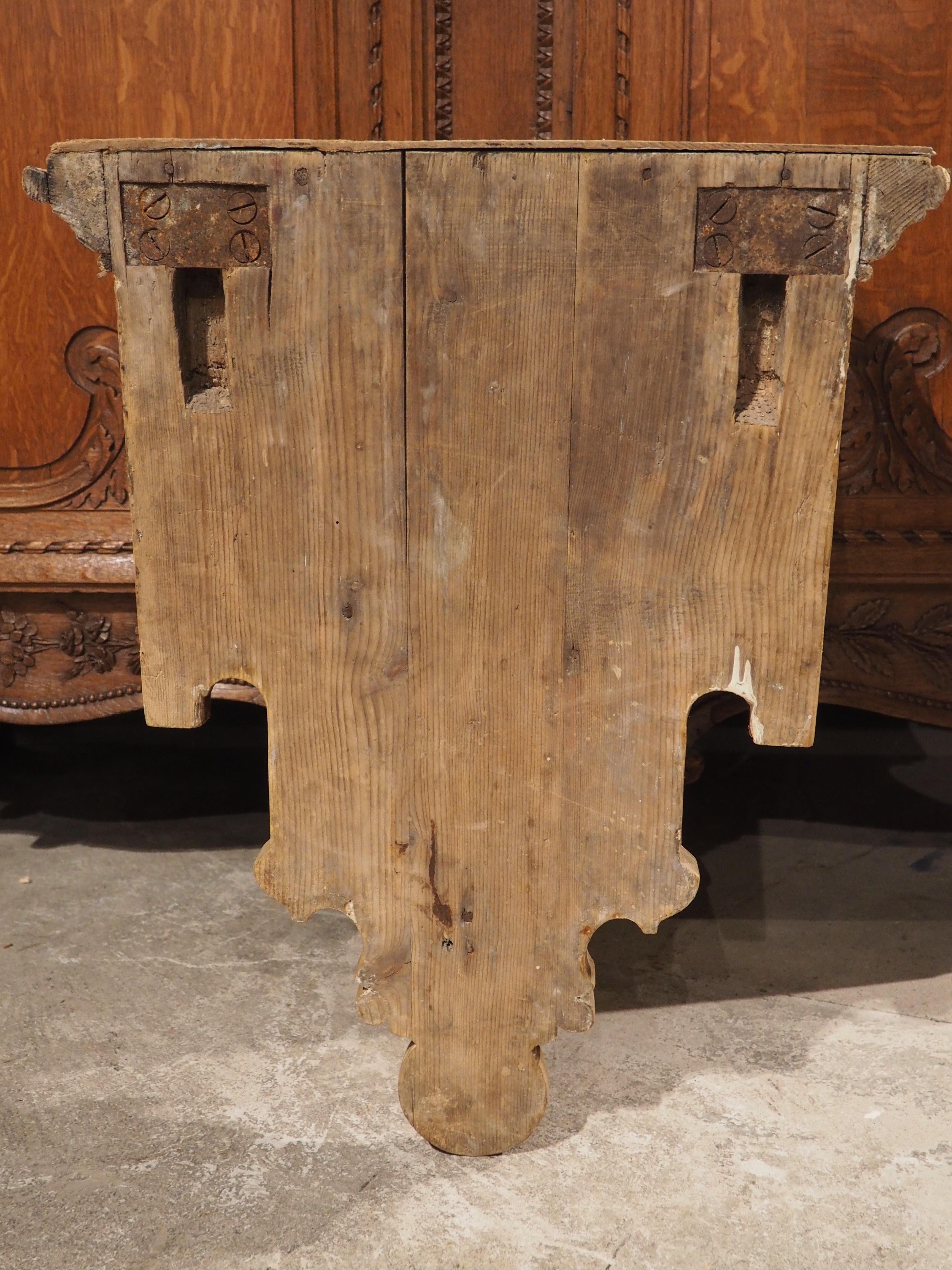 Antique Carved Wooden Angel Bracket Console from France, circa 1880 For Sale 8