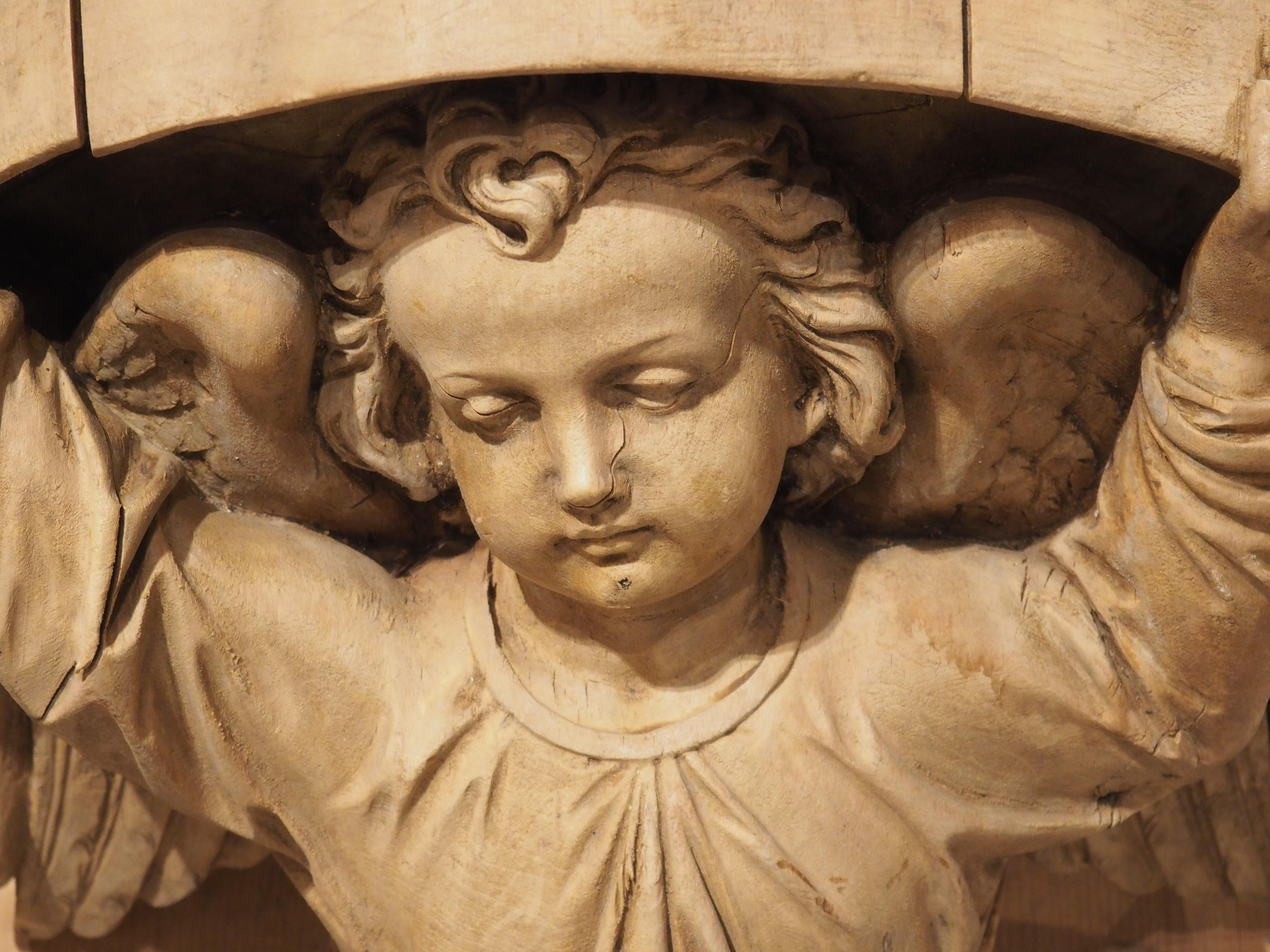 Antike geschnitzte hölzerne Engelskonsole aus Frankreich, um 1880 (Französisch) im Angebot