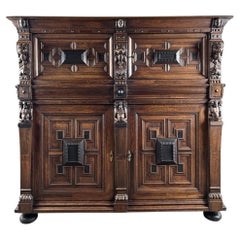 Antique Carved Wooden Buffet In The Renaissance Style, Early 19th Century