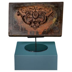 Antiguo molde de cartela de madera tallada Ex. Colección Tucker