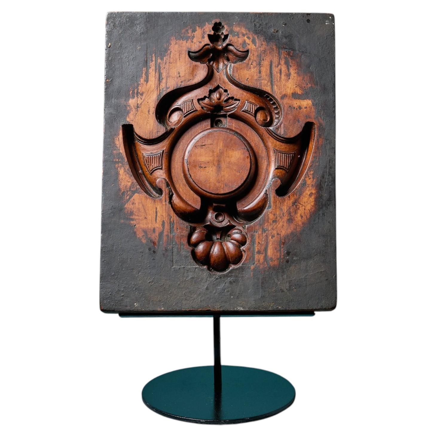 Antique Carved Wooden Cartouche Mould Ex. Tucker Collection