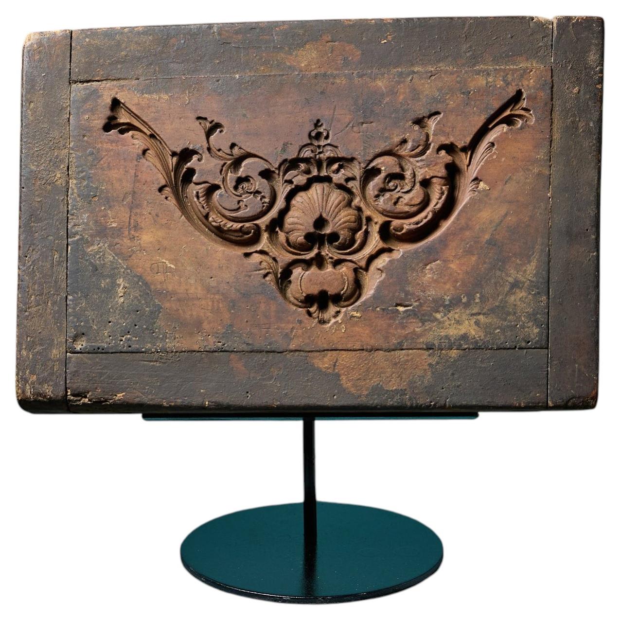 Antique Carved Wooden Cartouche Mould Ex. Tucker Collection