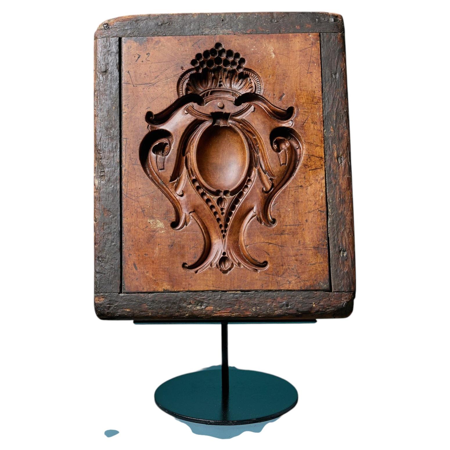 Antique Carved Wooden Cartouche Mould Ex. Tucker Collection