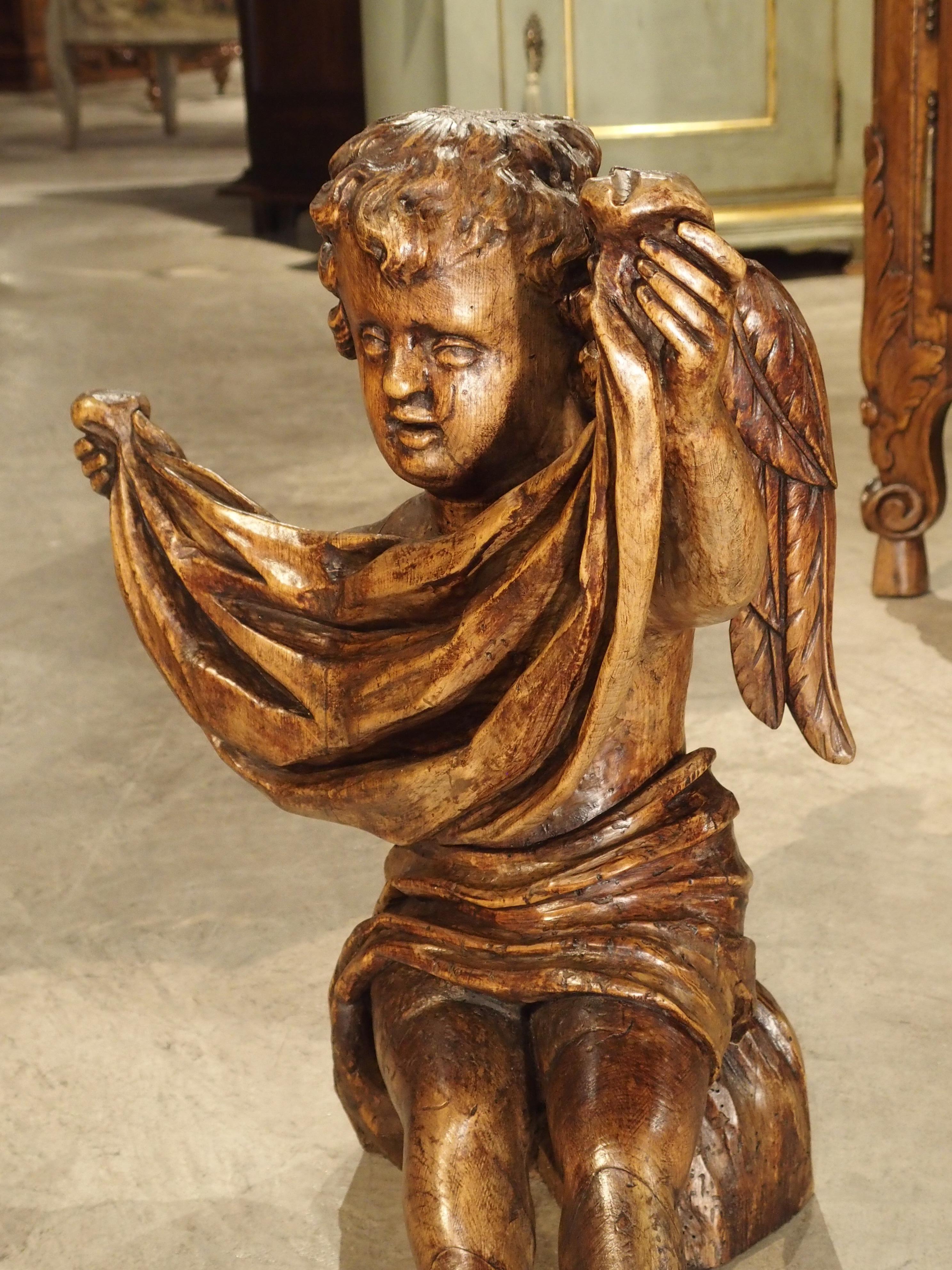 Antique Carved Wooden Cherub from Puy-en-Velay France, 18th Century 3