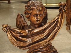 Antique Carved Wooden Cherub from Puy-en-Velay France, 18th Century