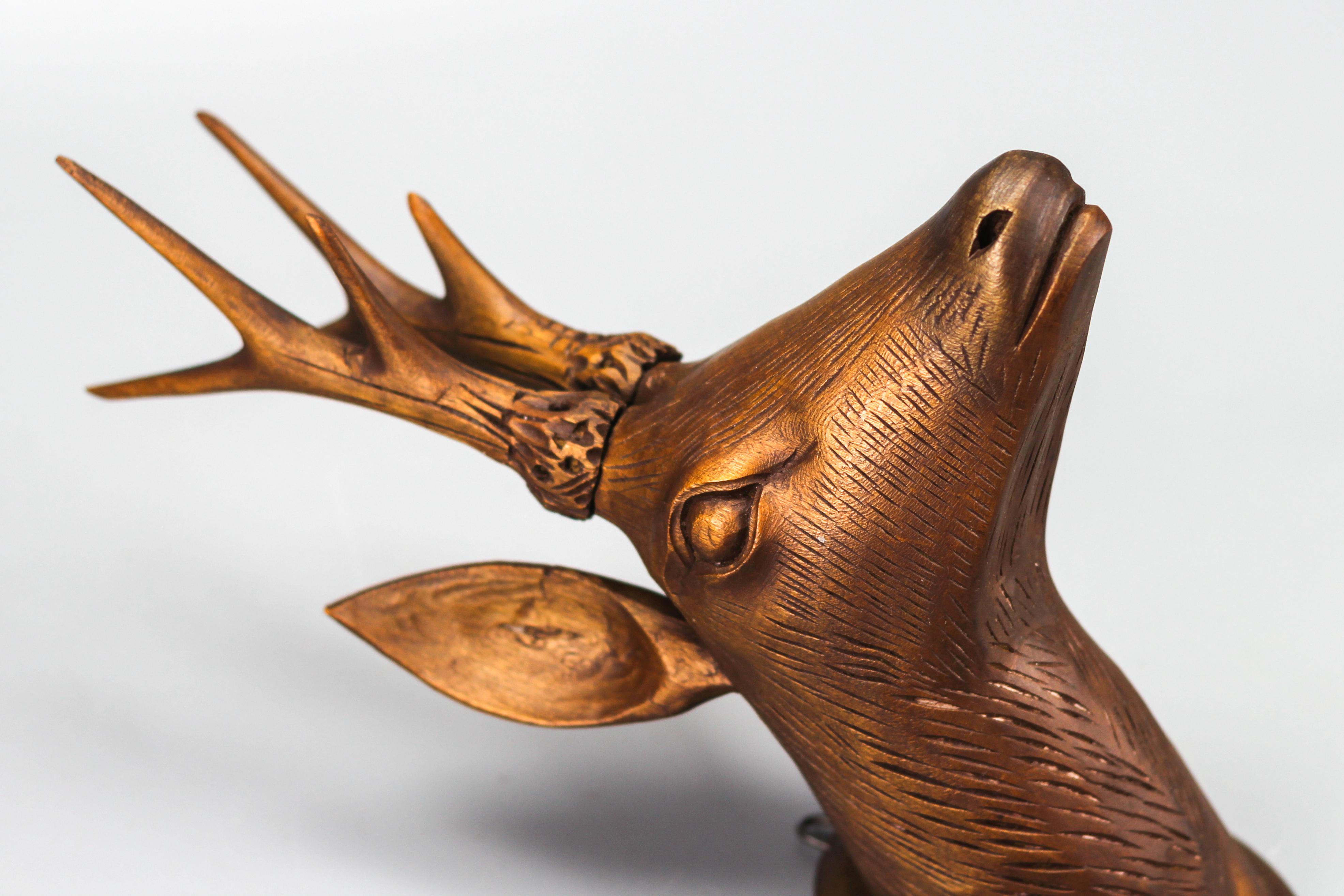 Antique Carved Wooden Deer's Head Wall Decoration, Germany, ca 1920 For Sale 3