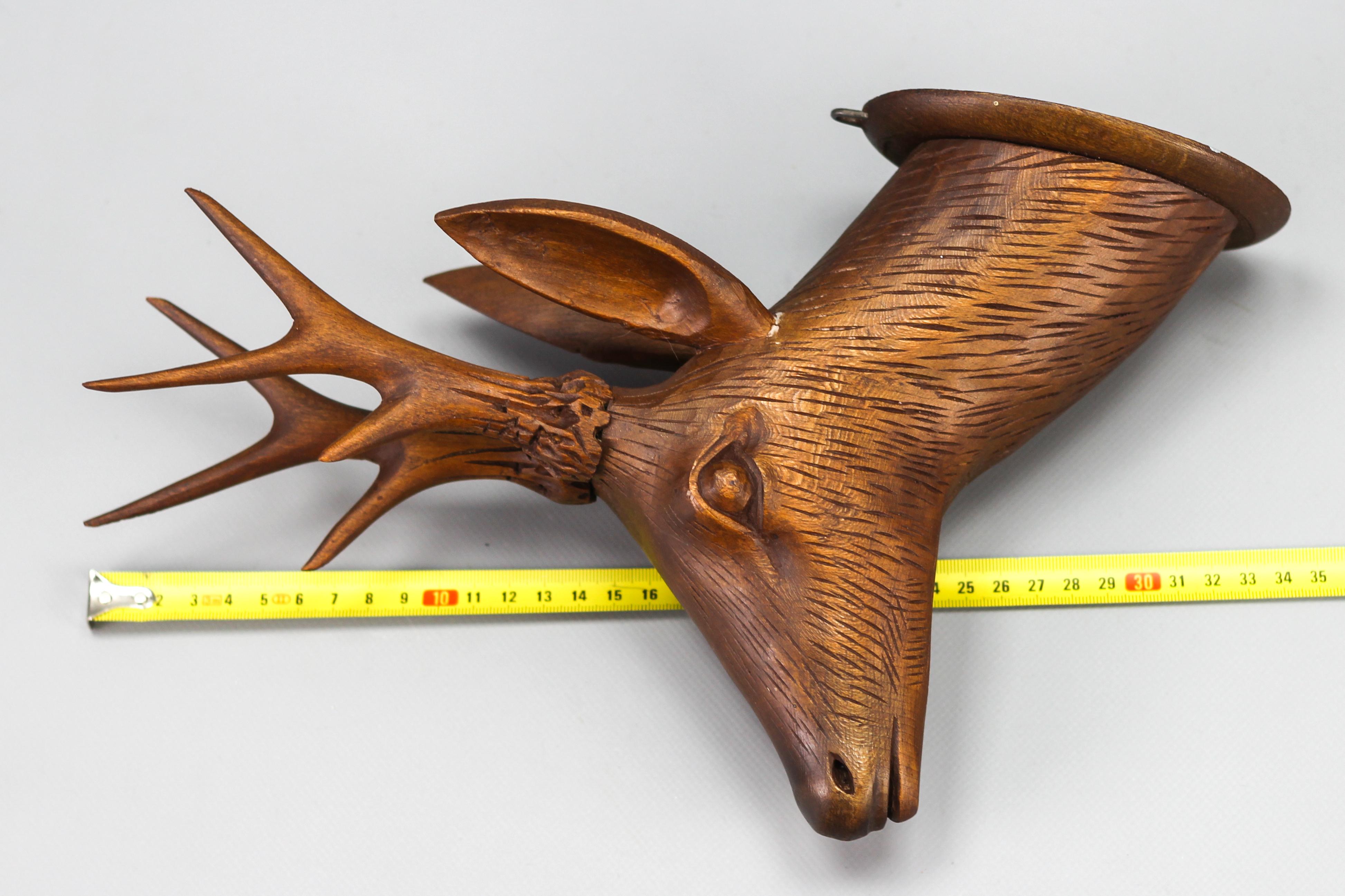 Antique Carved Wooden Deer's Head Wall Decoration, Germany, ca 1920 For Sale 11