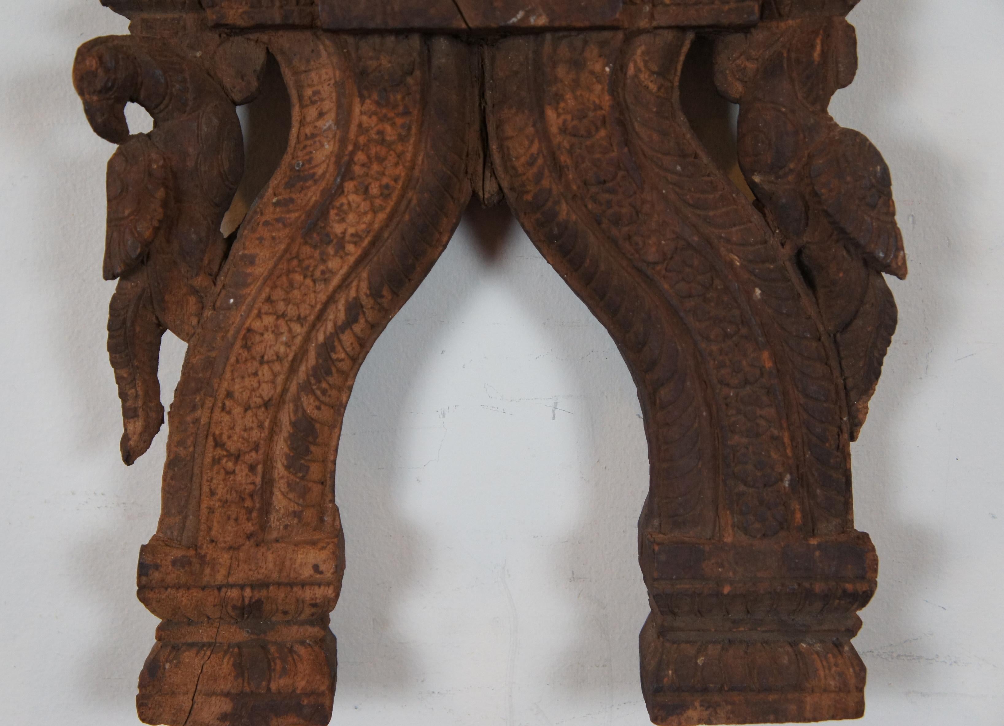 19th Century Antique Carved Wooden Hanging Hindu Temple Lord Ganesha Deity Plaque For Sale