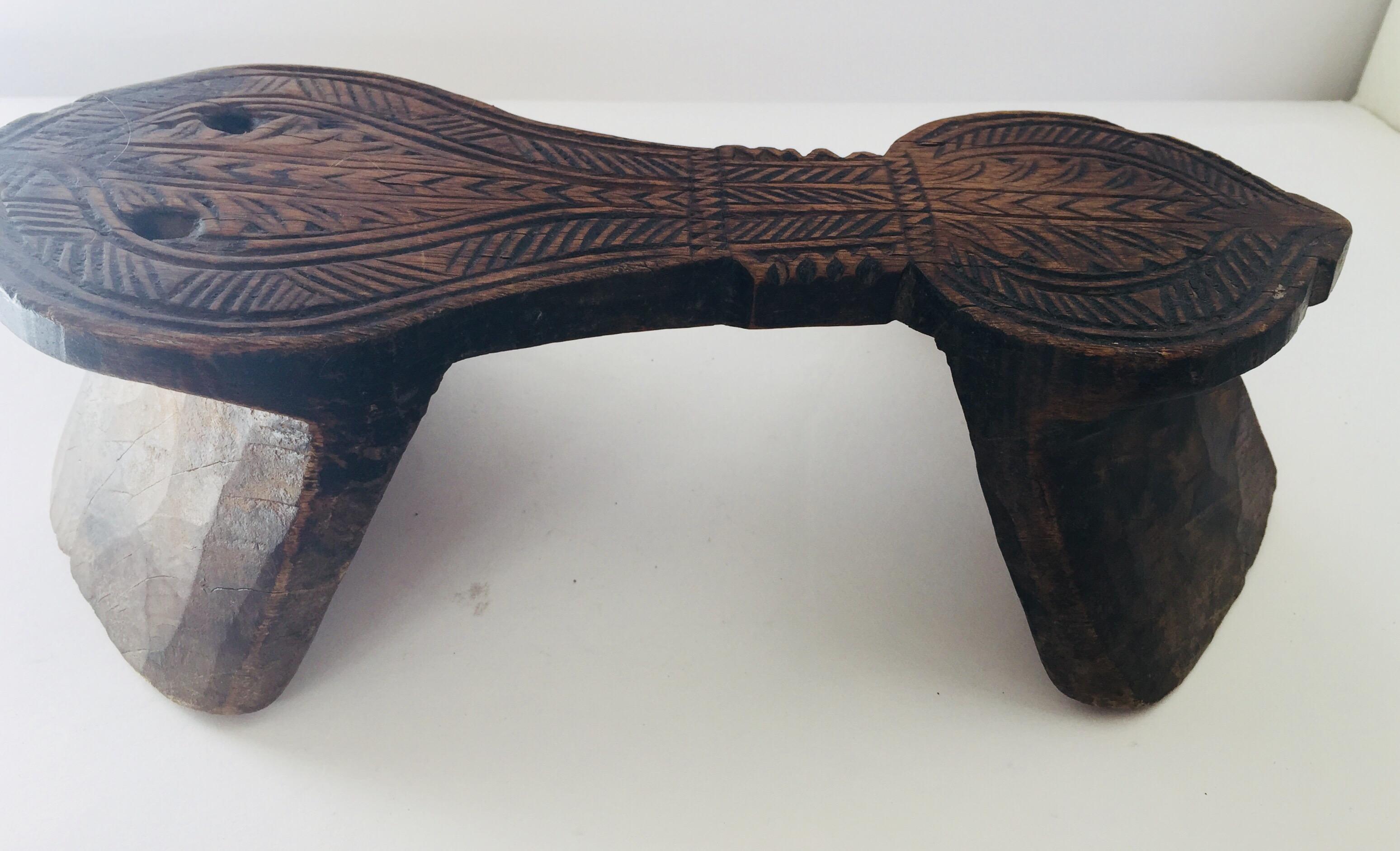 Moorish Antique Carved Wooden Harem Shoe For Sale