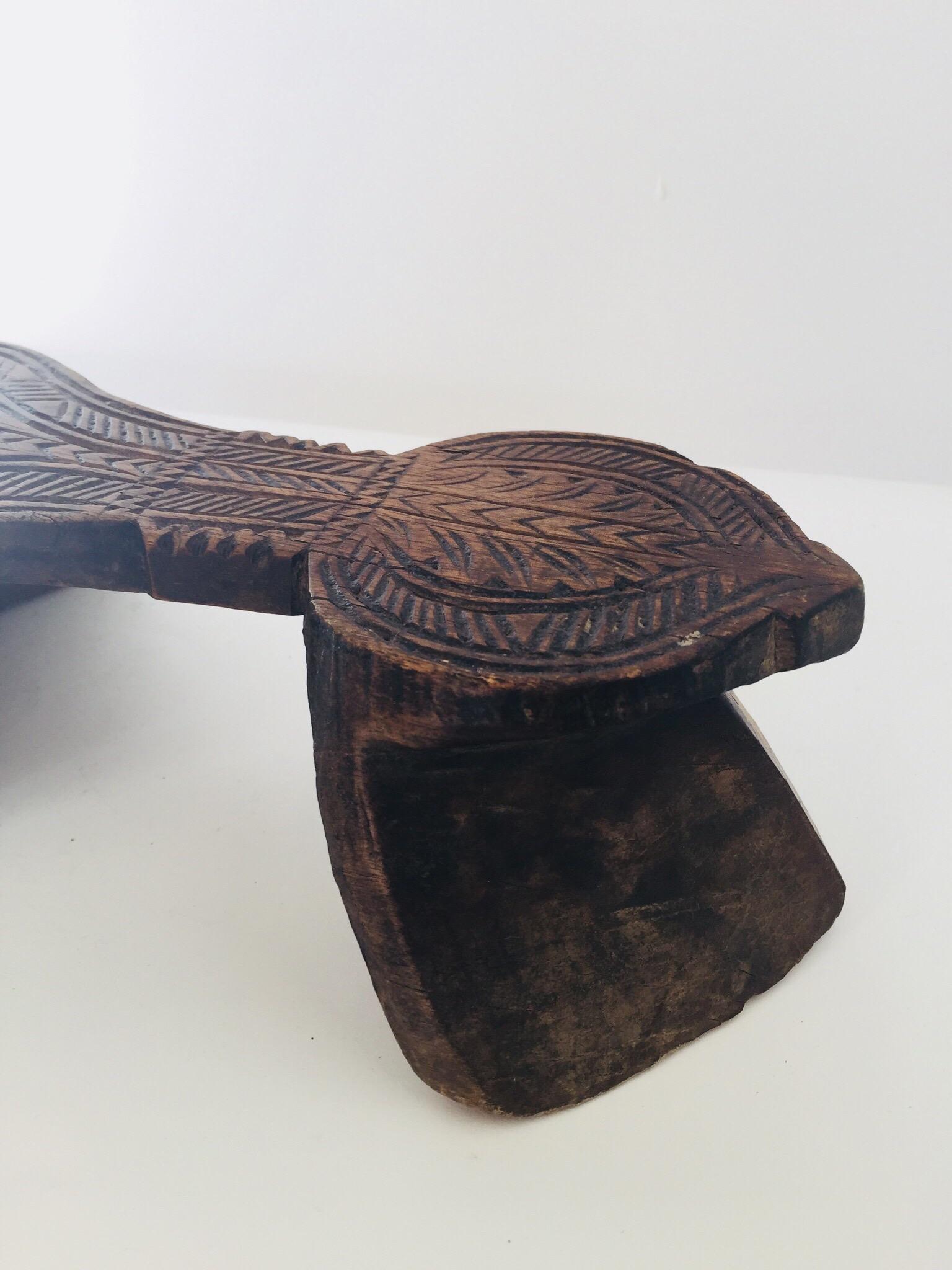 Turkish Antique Carved Wooden Harem Shoe For Sale