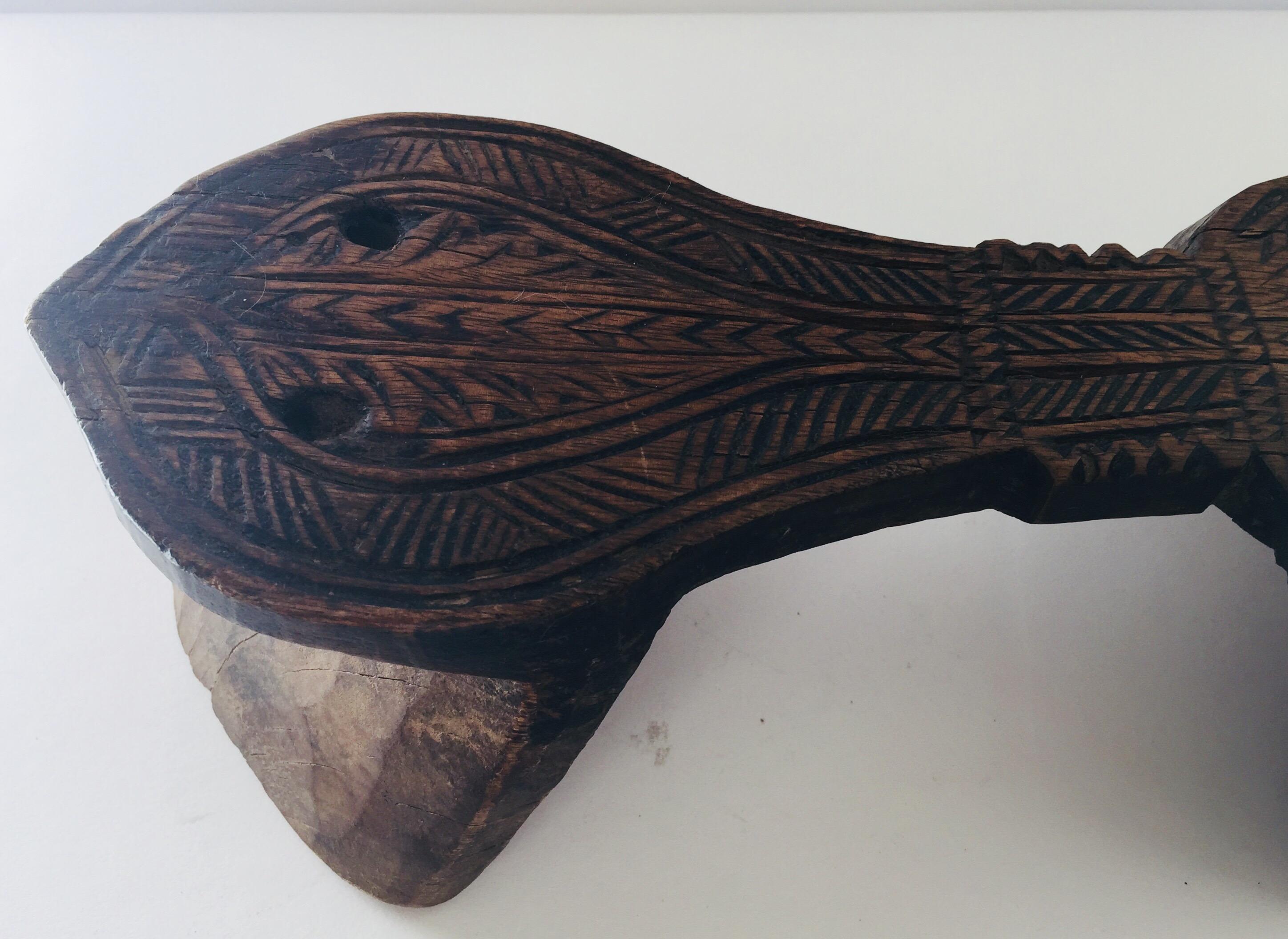 Hand-Carved Antique Carved Wooden Harem Shoe For Sale