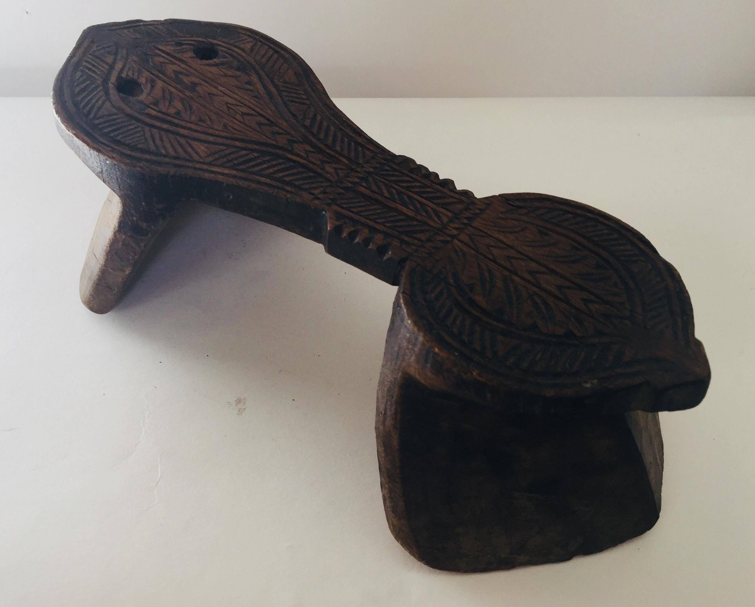 19th Century Antique Carved Wooden Harem Shoe For Sale
