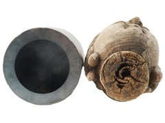 Antique Carved Wooden Head of Buddha