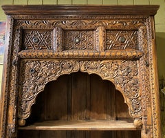 Antique Carved Wooden Indian Doorway Converted to a Bookcase