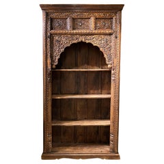 Vintage Carved Wooden Indian Doorway Converted to a Bookcase