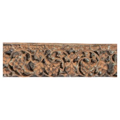 Antique Carved Wooden Panel with Traces of Color