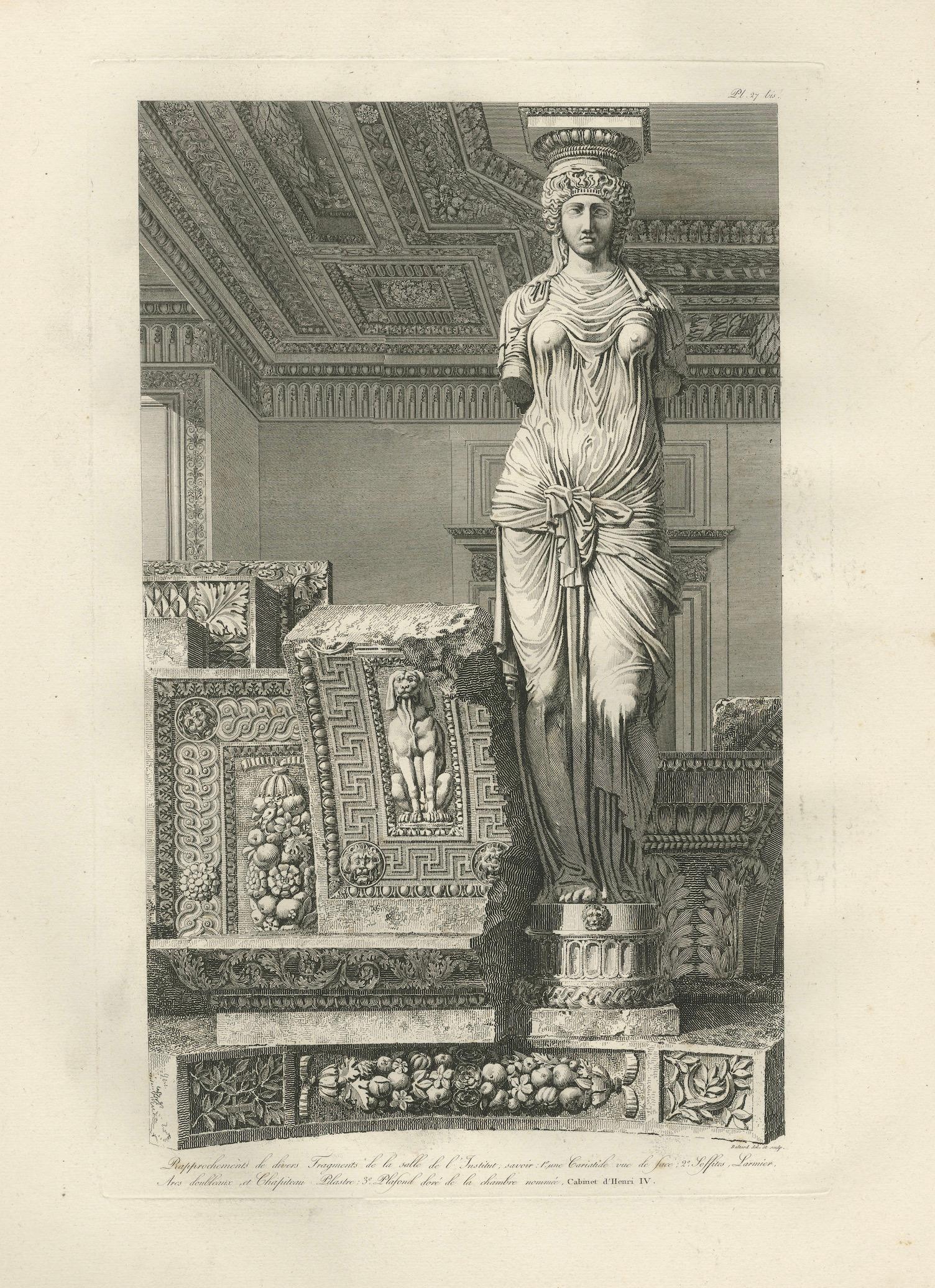 Antique Caryatid Sculpture of the Louvre Interior – Baltard Paris 1803