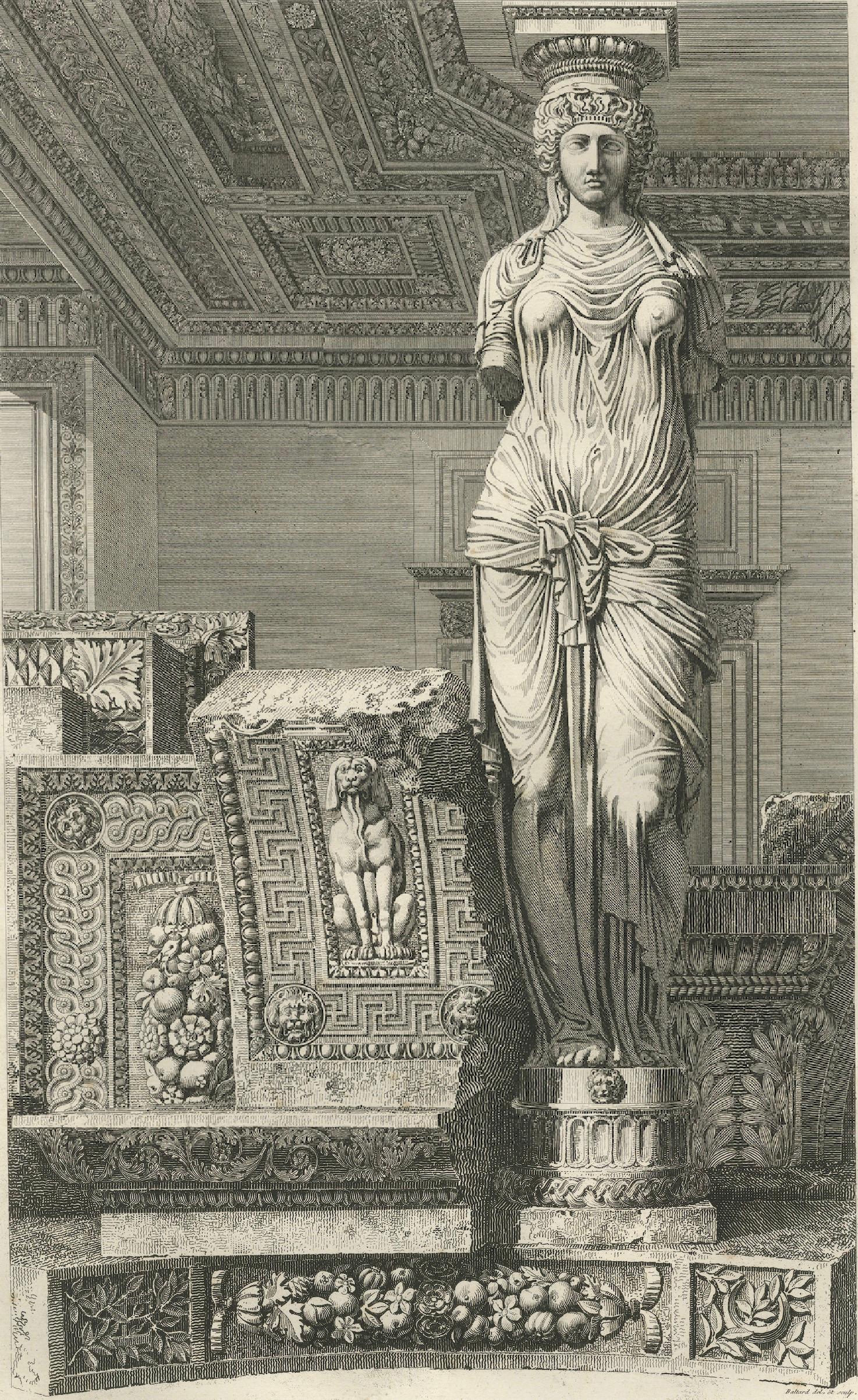 Antique Caryatid Sculpture of the Louvre Interior – Baltard Paris 1803