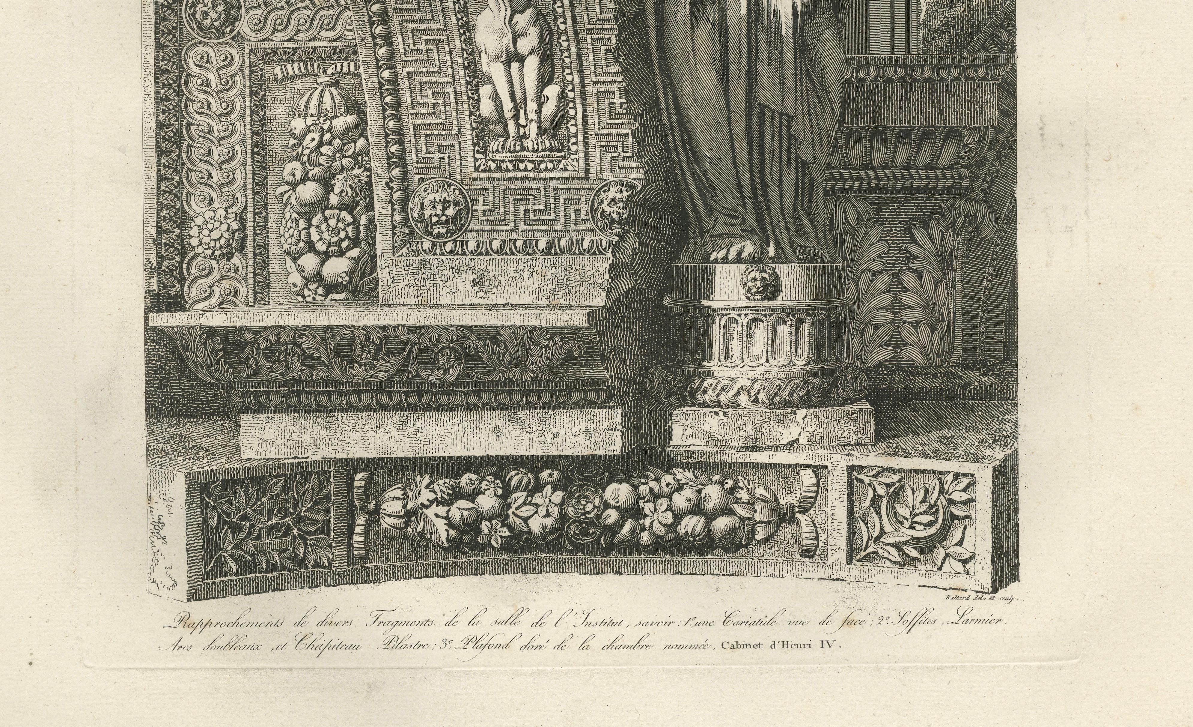 Antique Caryatid Sculpture of the Louvre Interior – Baltard Paris 1803