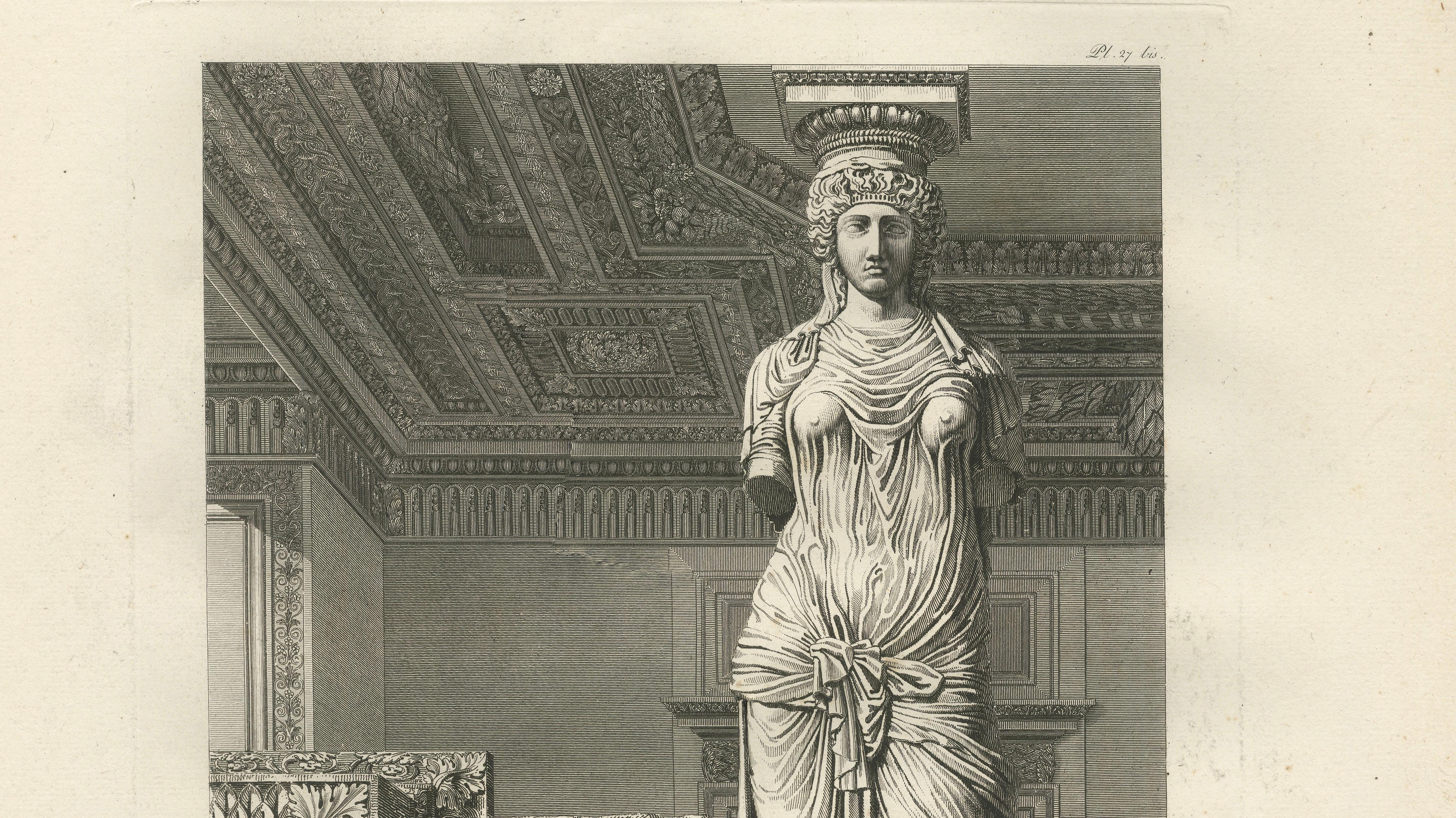 Antique Caryatid Sculpture of the Louvre Interior – Baltard Paris 1803