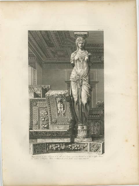 Antique Caryatid Sculpture of the Louvre Interior – Baltard Paris 1803
