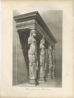 Antique Caryatid Sculpture Print, Louvre Institut Tribune – Baltard 1803
