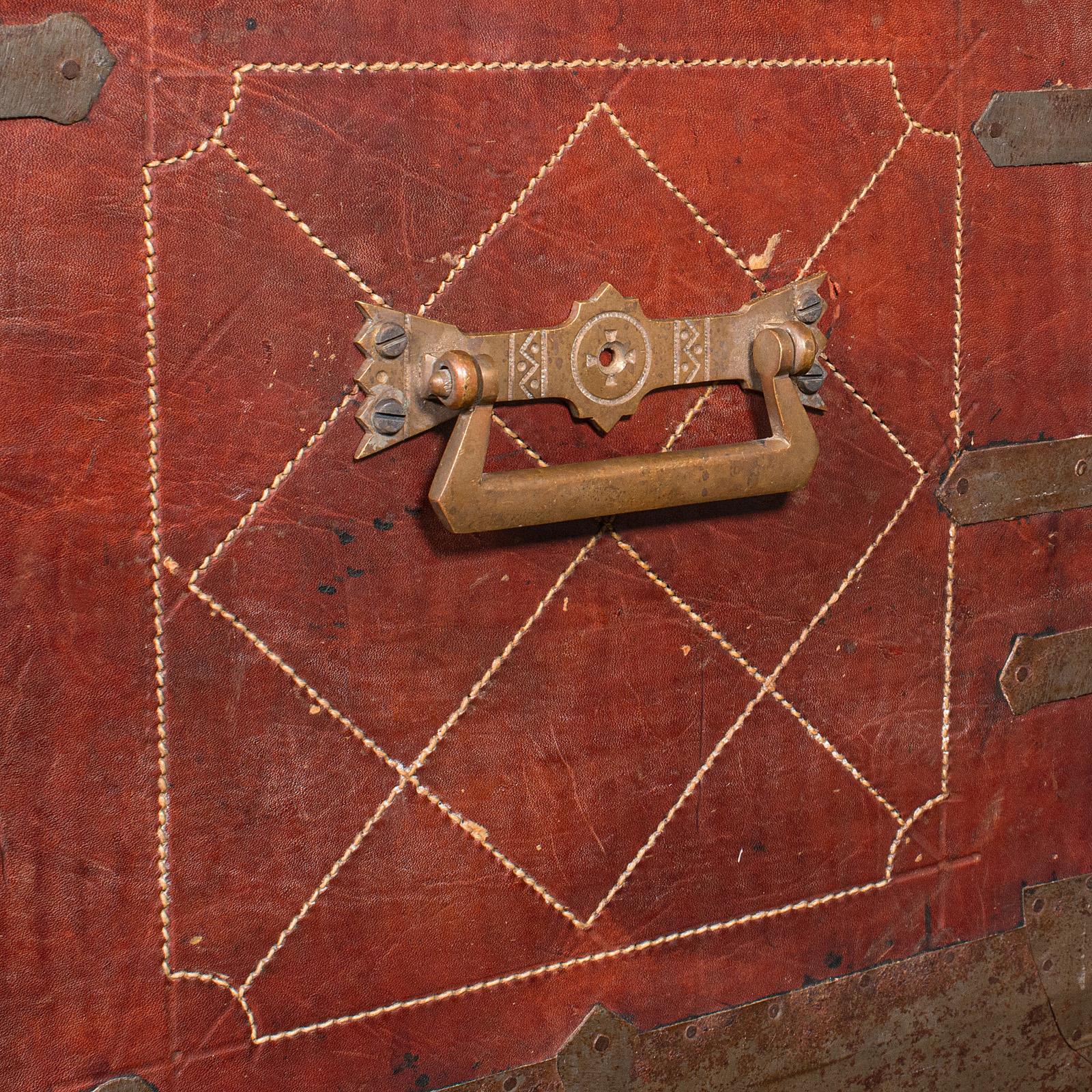 Antique Casablanca Travel Trunk, African, Leather, Portmanteau Case, Edwardian For Sale 7