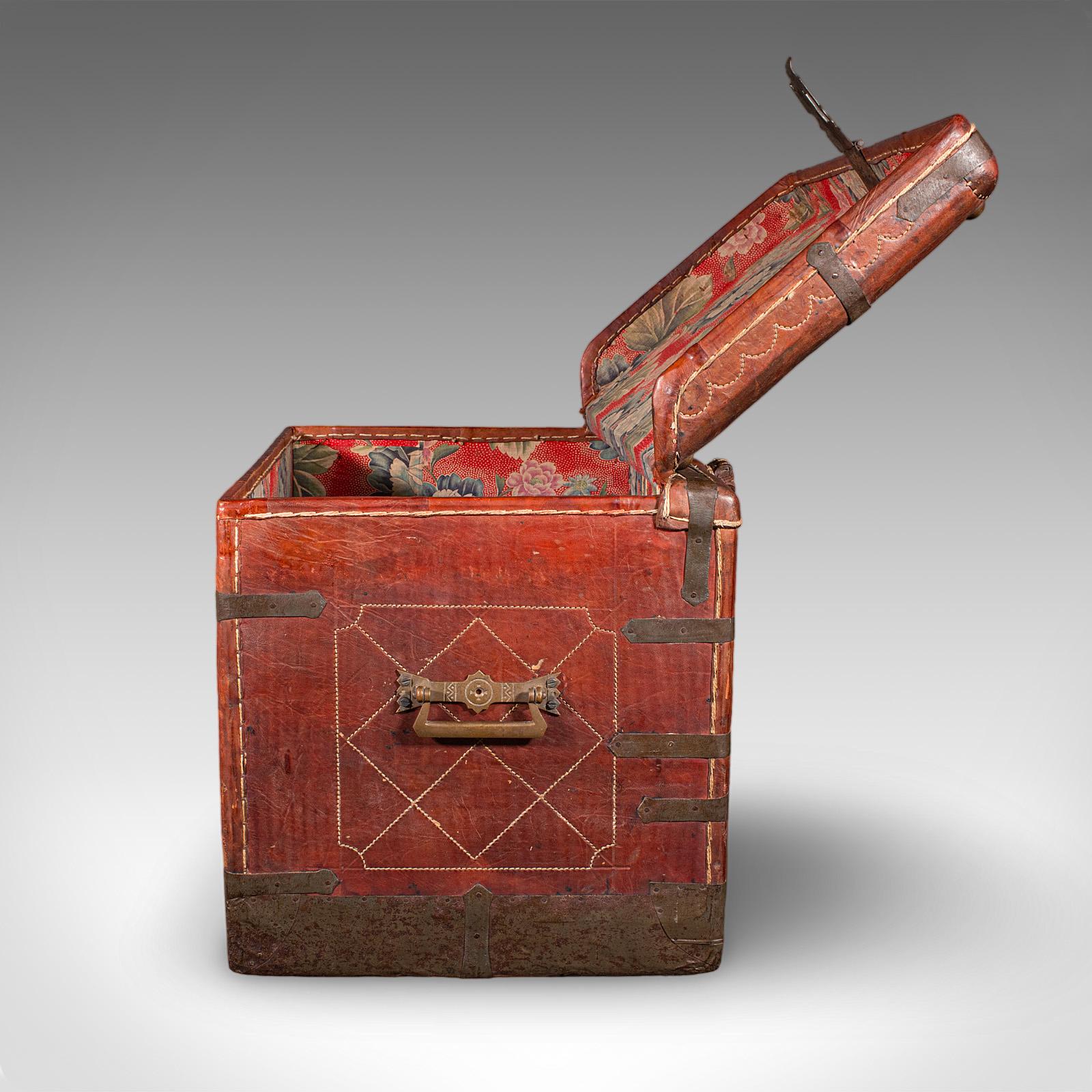 Antique Casablanca Travel Trunk, African, Leather, Portmanteau Case, Edwardian For Sale 2