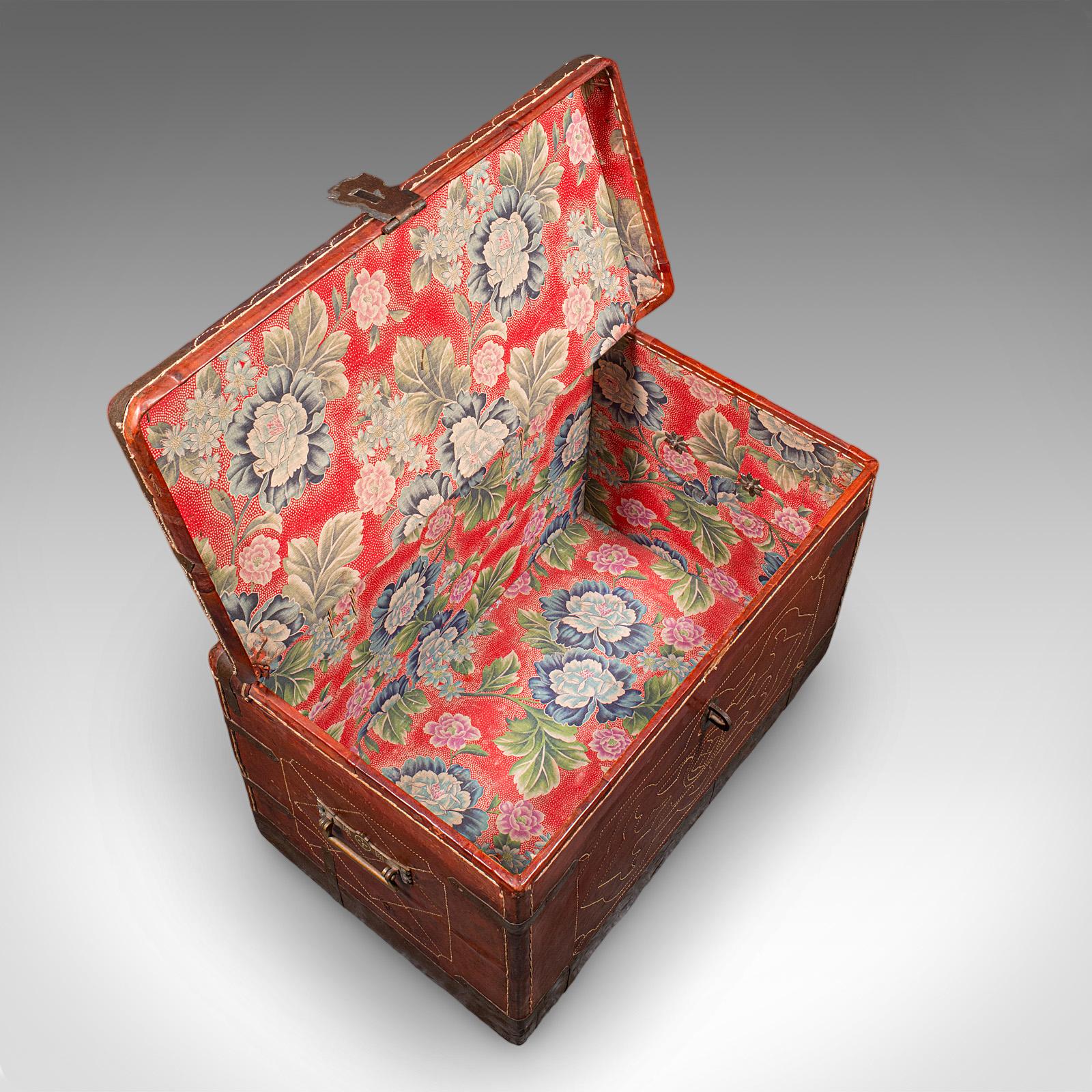 Antique Casablanca Travel Trunk, African, Leather, Portmanteau Case, Edwardian For Sale 4