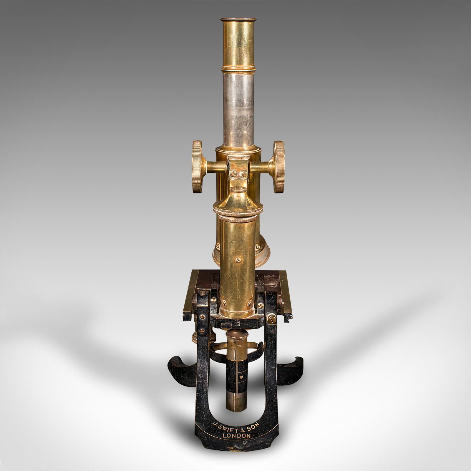 British Antique Cased Microscope, English, Scientific Instrument, J Swift, Victorian For Sale