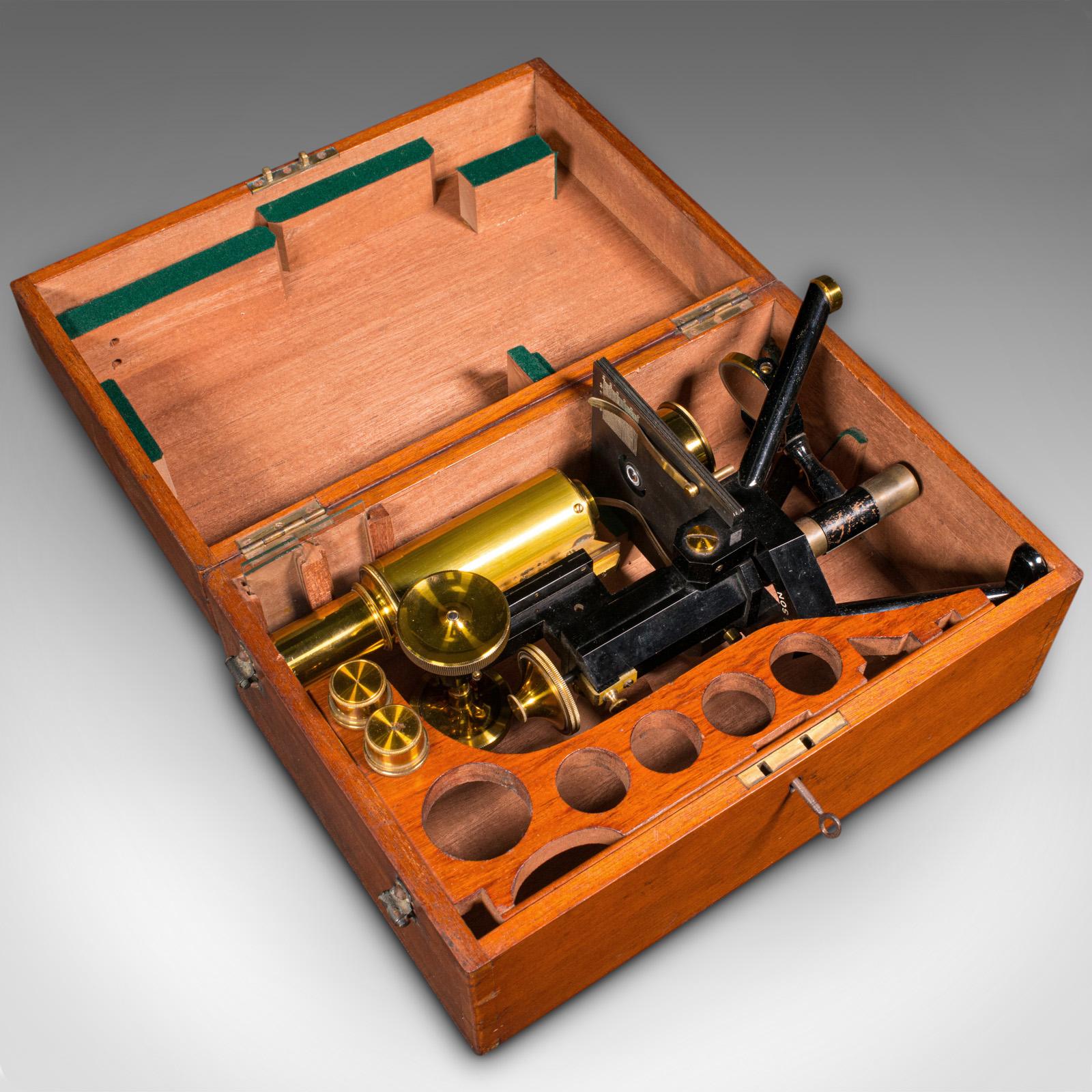 Antique Cased Microscope, English, Scientific Instrument, Swift & Son, Edwardian For Sale 3