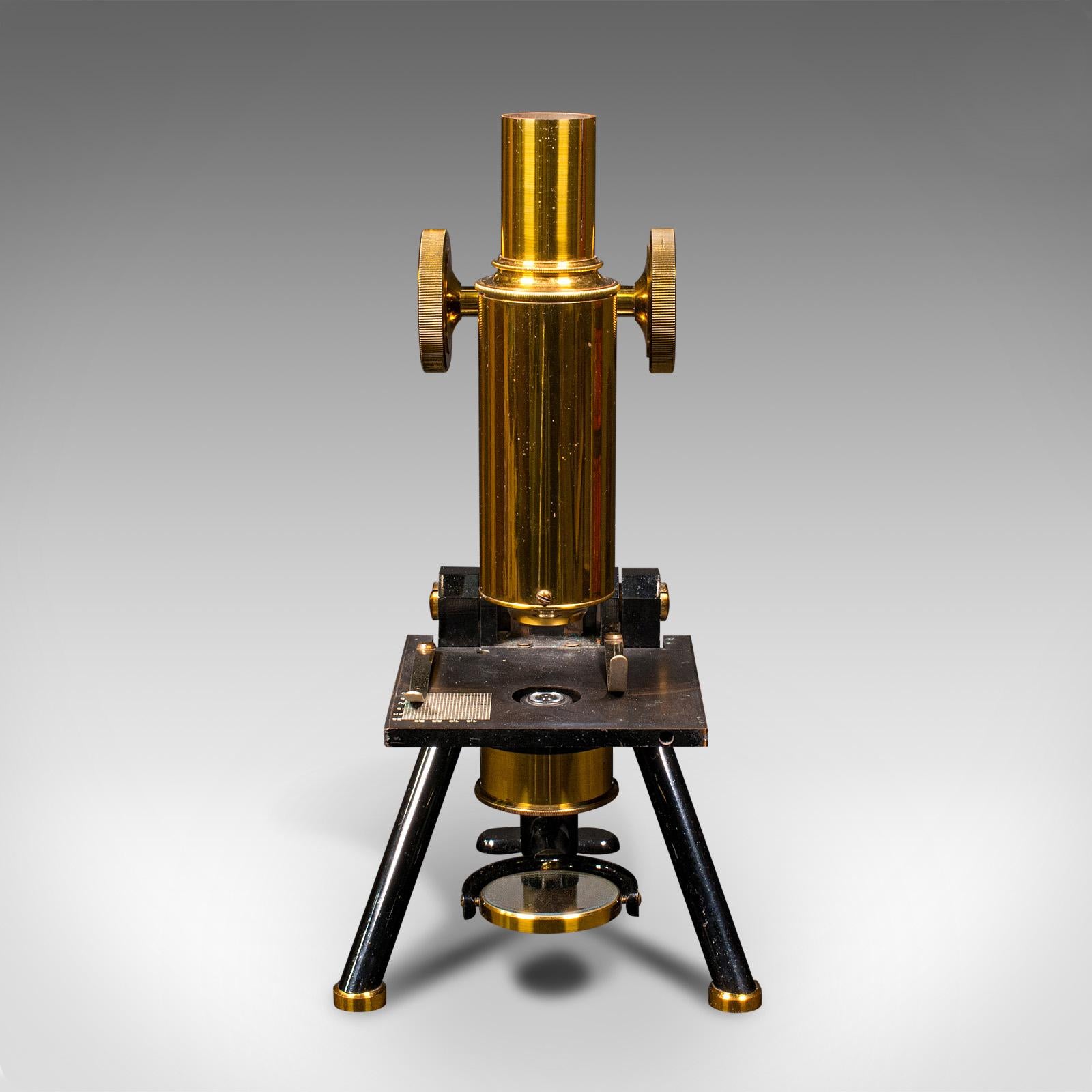 This is an antique cased microscope. An English, black enamel scientific instrument by J. Swift & Son of London, dating to the Edwardian period, circa 1910.

Nicely presented and appealing scientific instrument, ideal for display
Displaying a