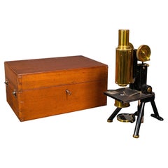 Antikes Gehäuse Mikroskop, englisch, wissenschaftliches Instrument, Swift & Son, edwardian