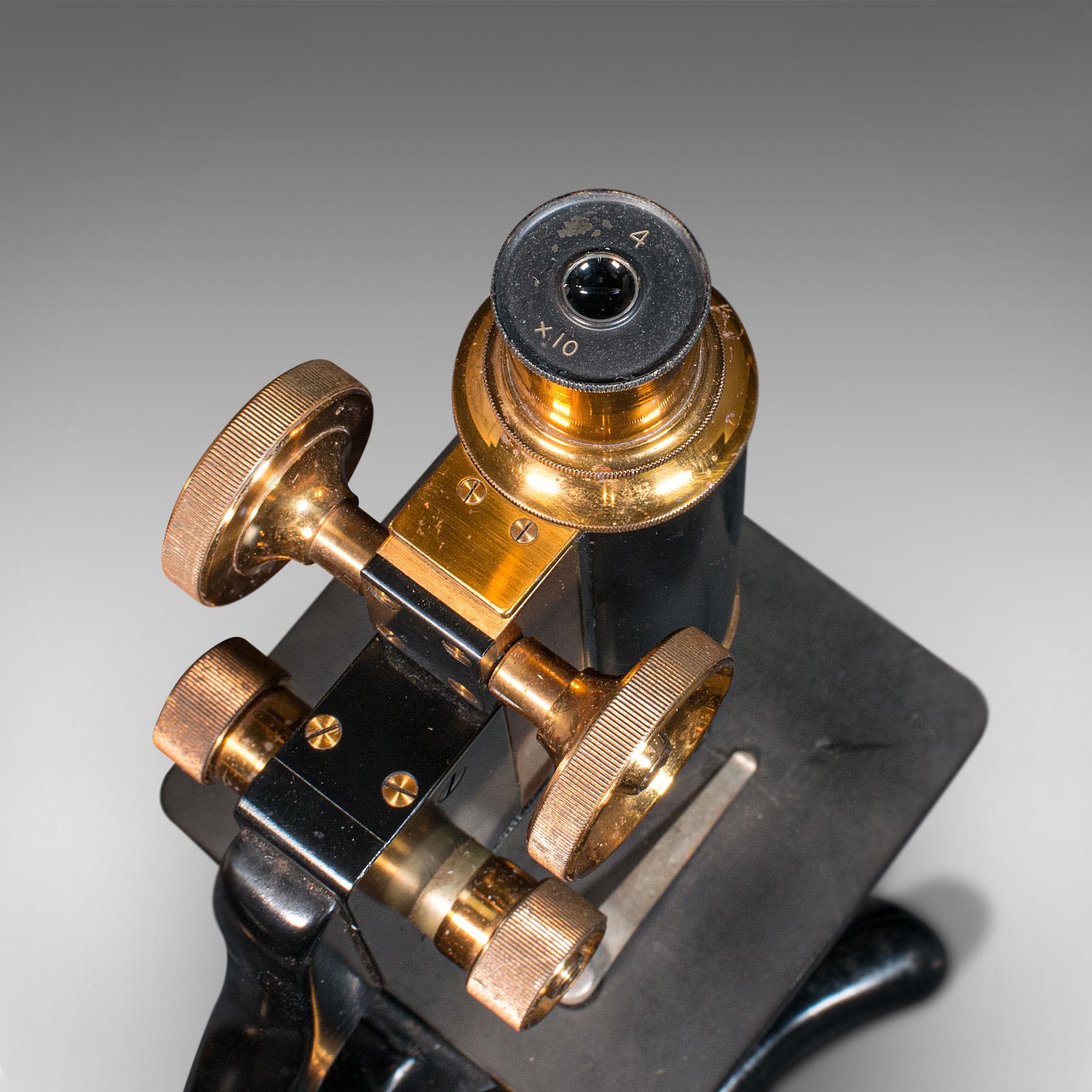 Edwardian Antique Cased Microscope, English, Scientific Instrument, Watson of London, 1920