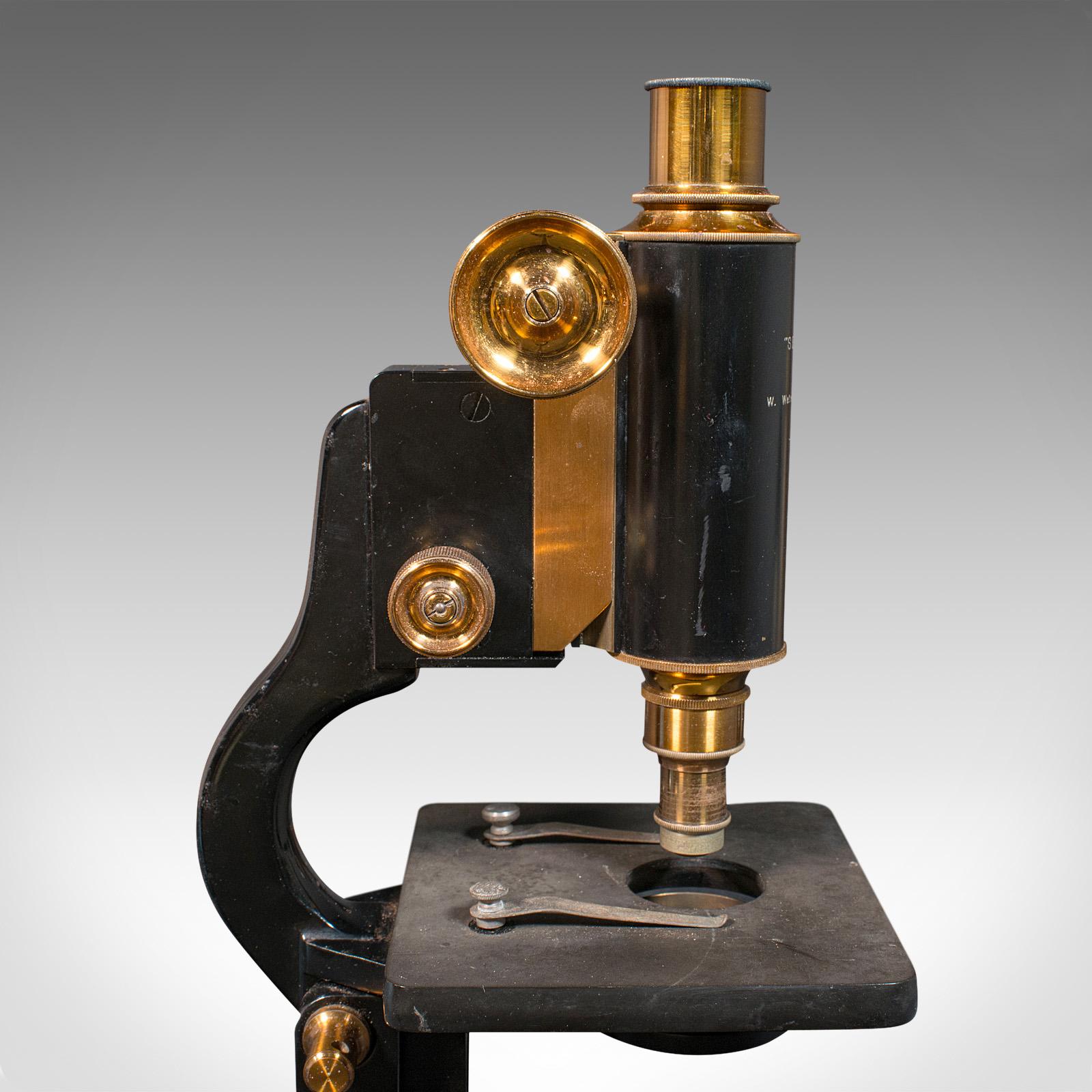 British Antique Cased Microscope, English, Scientific Instrument, Watson of London, 1920