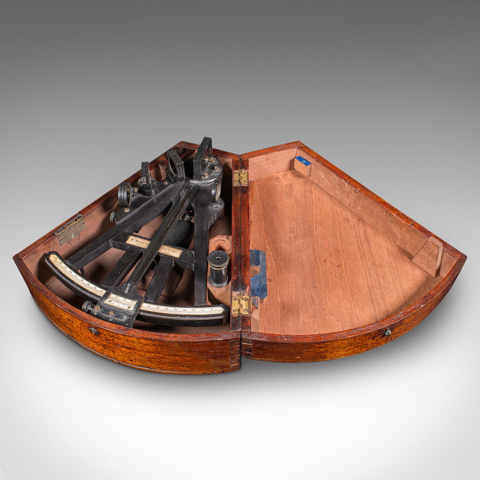 Octant écossais, ébène, instrument de navigation ancien, sextant, victorien en vente 5