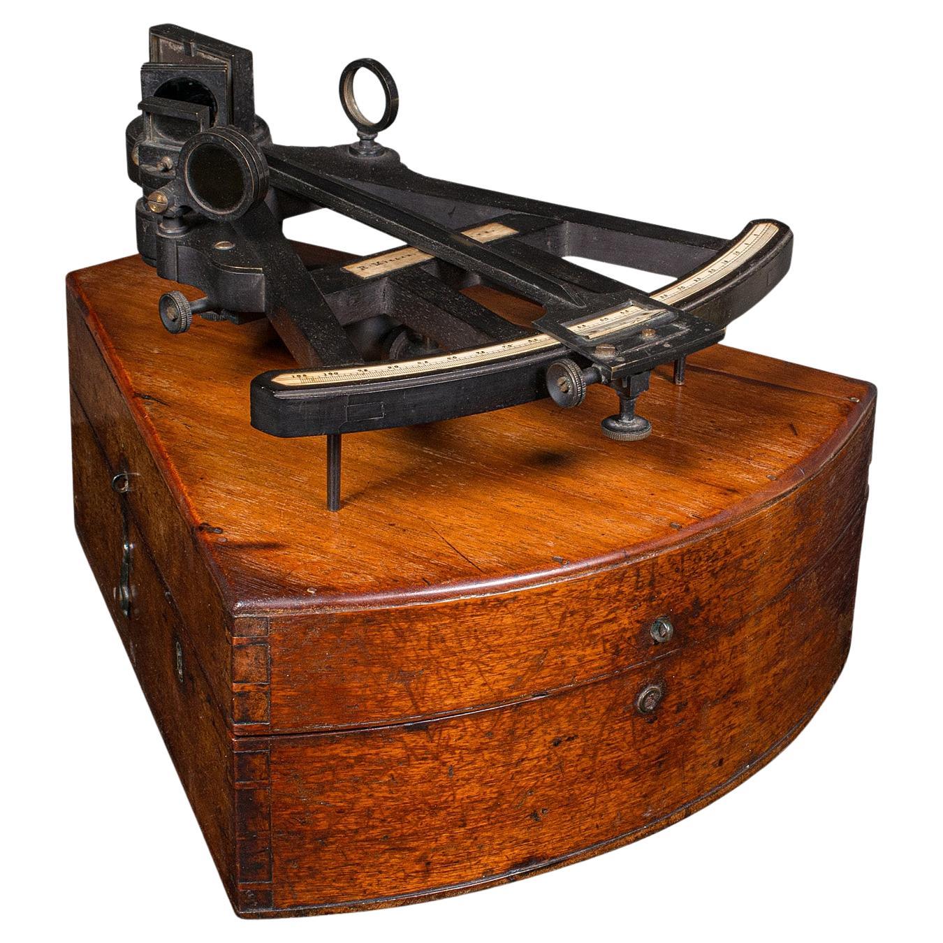 Antikes Gehäuse Achtant, schottisch, Ebenholz, Navigationsinstrument, Sextant, viktorianisch, Ebenholz