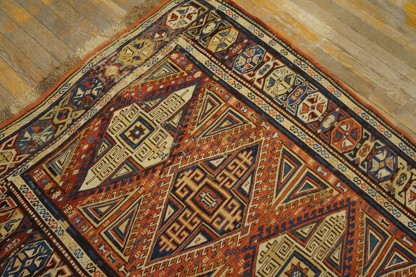 19th Century Caucasian Sumak Carpet ( 3'8