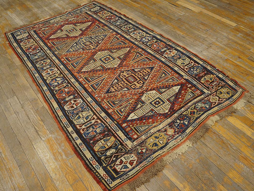 19th Century Caucasian Sumak Carpet ( 3'8